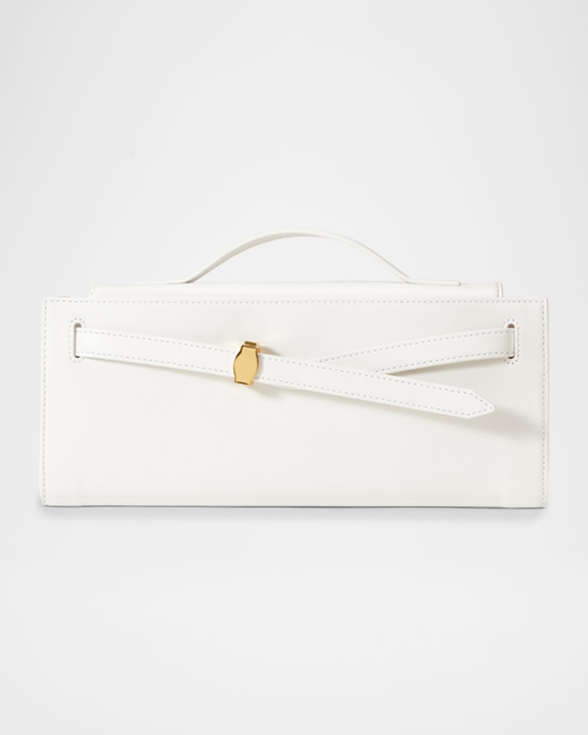Veronica Beard Dash Belted Leather Clutch Bag In White
