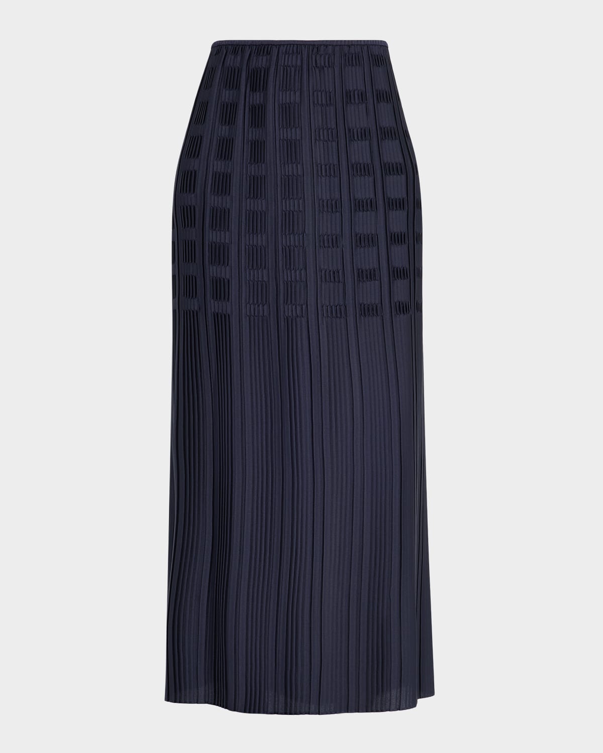 Lafayette 148 Basketweave Plisse Recycled Satin Midi Skirt In Blue