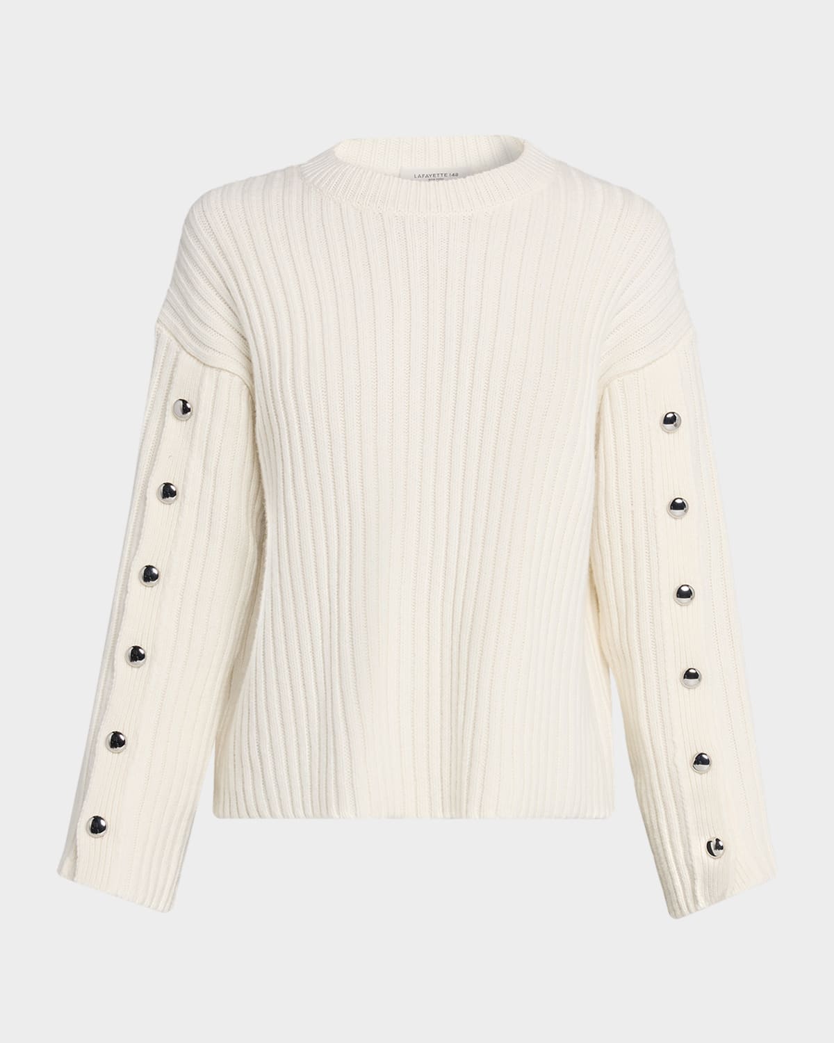 Lafayette 148 New York Merino Wool-Cashmere Button-Sleeve Sweater