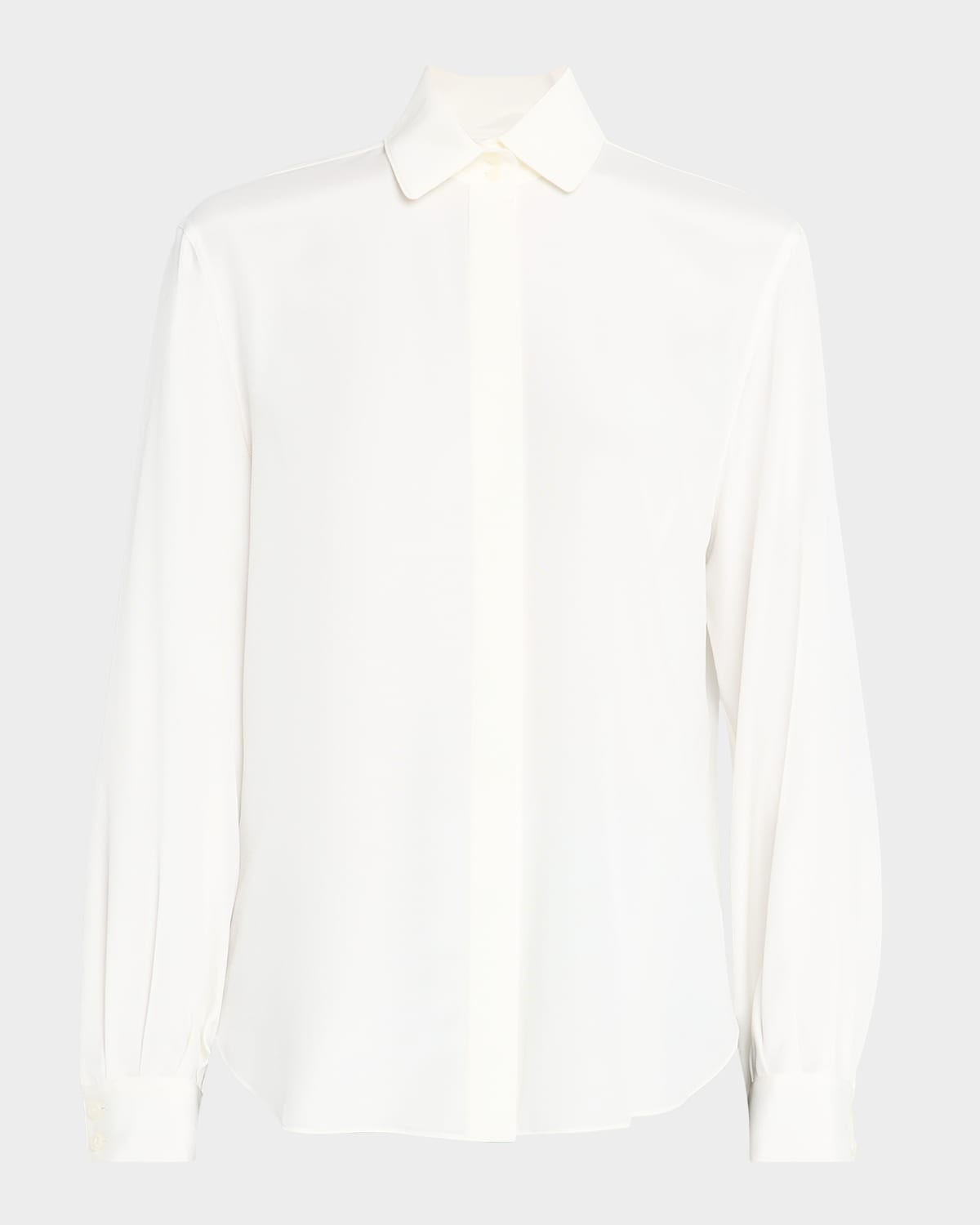Lafayette 148 Pleated Silk Stretch Georgette Blouse In White
