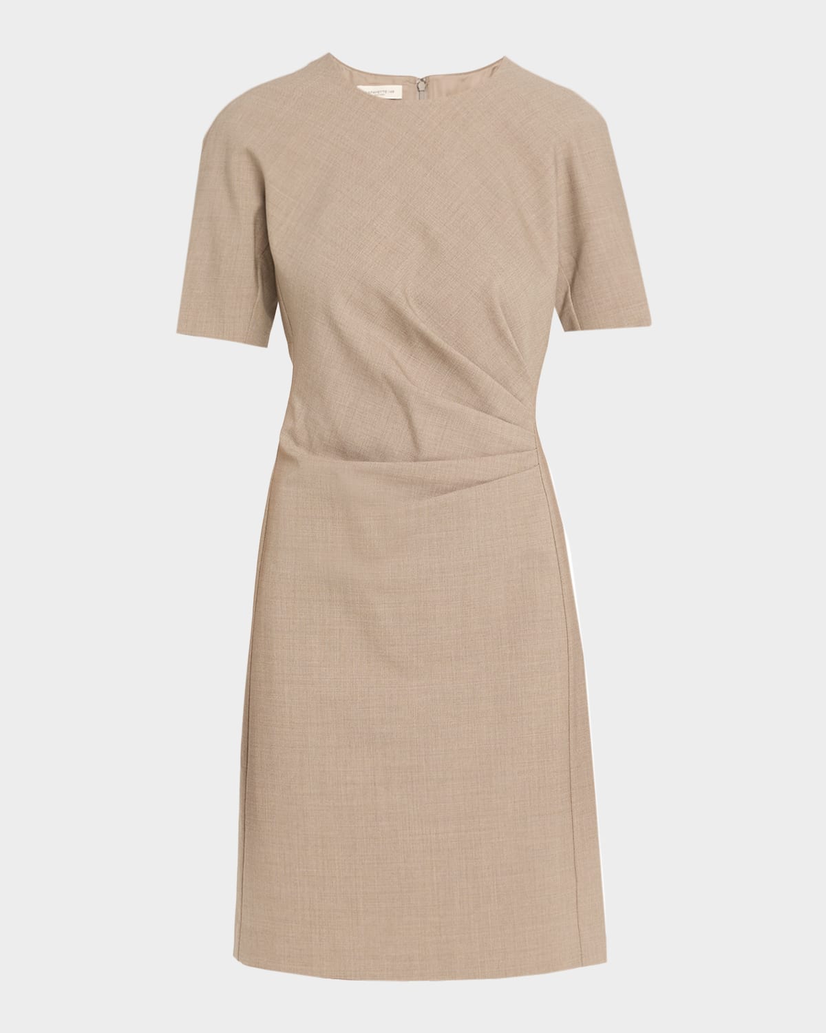 Lafayette 148 Pleated Wool Canvas Dress In Brown