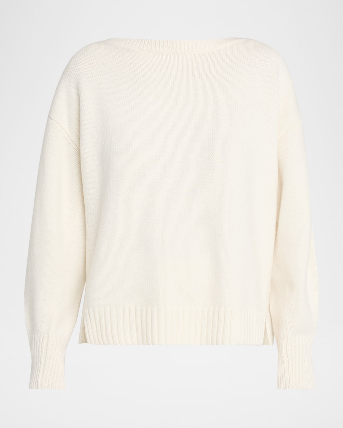 Lafayette 148 Wool-cashmere Bateau-neck Sweater In White