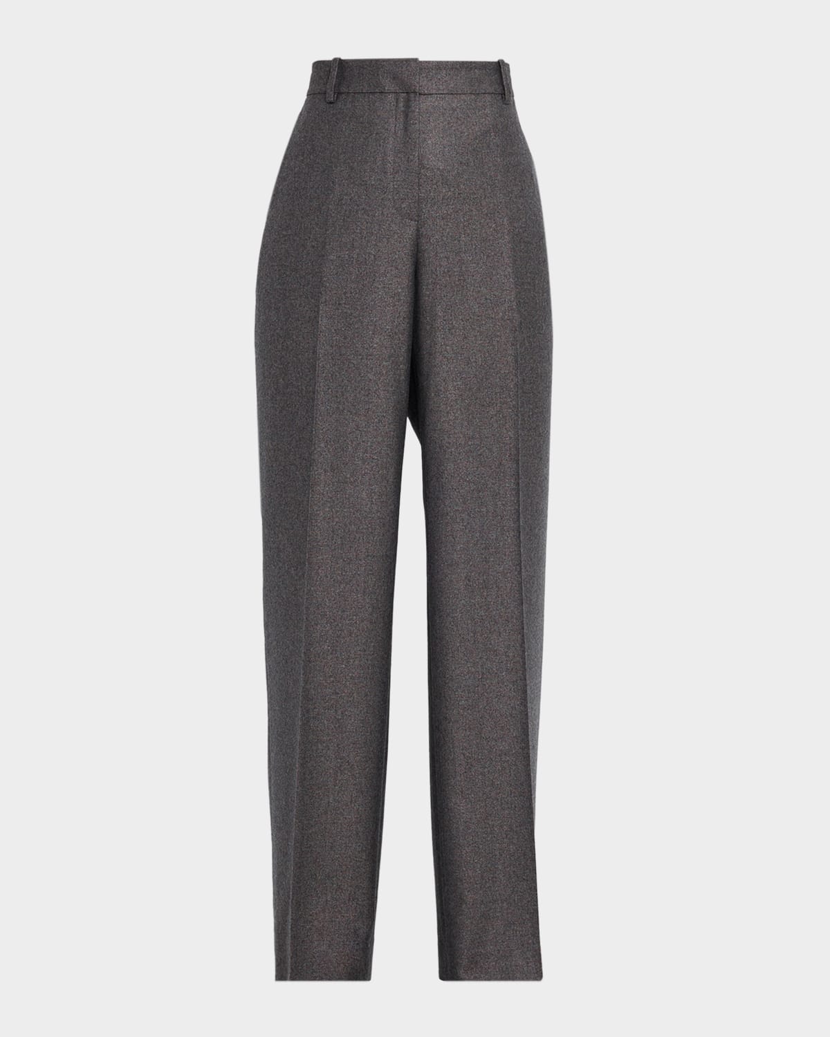 Lafayette 148 Gates Straight-leg Wool Twill Pants In Gray