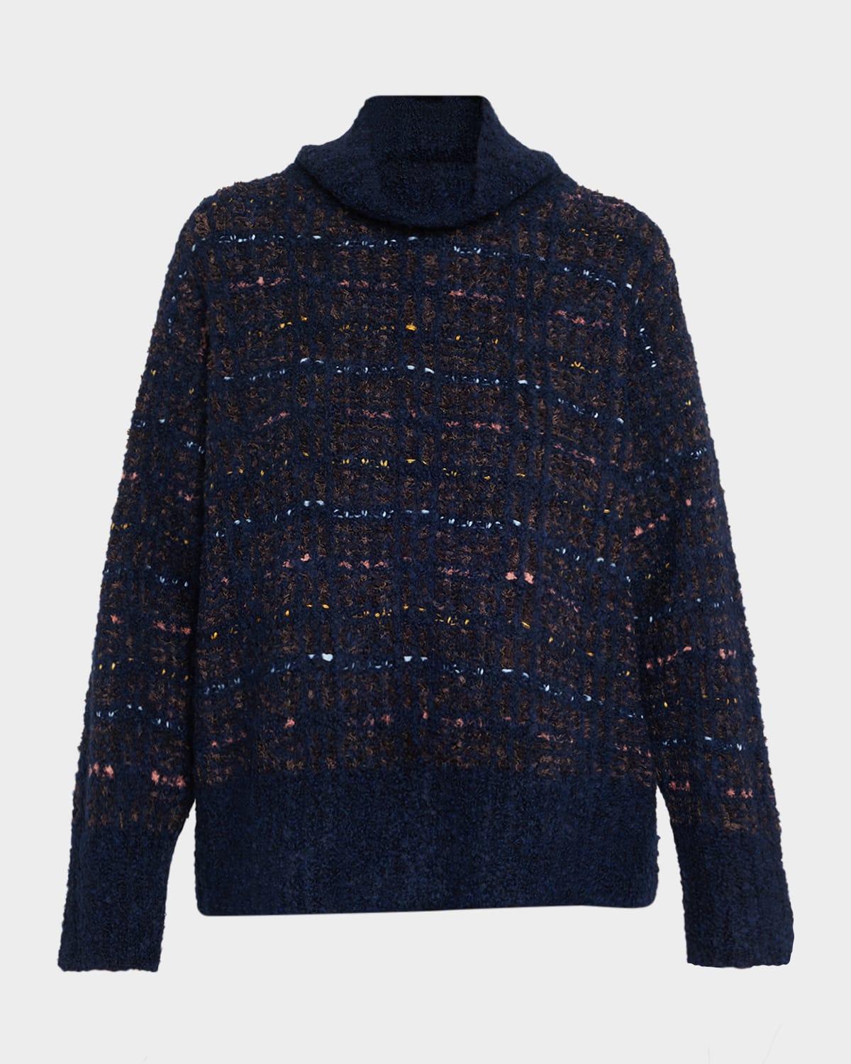 Lafayette 148 Alpaca-blend Boucle Turtleneck Sweater In Blue