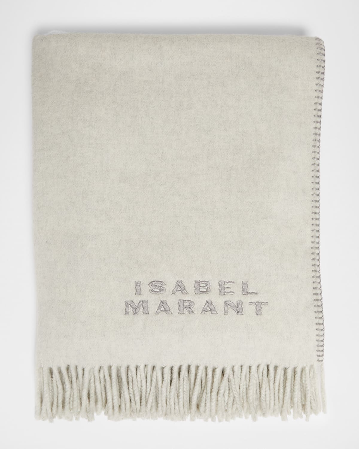 Isabel Marant Carmel Embroidered Wool Shawl In Gray