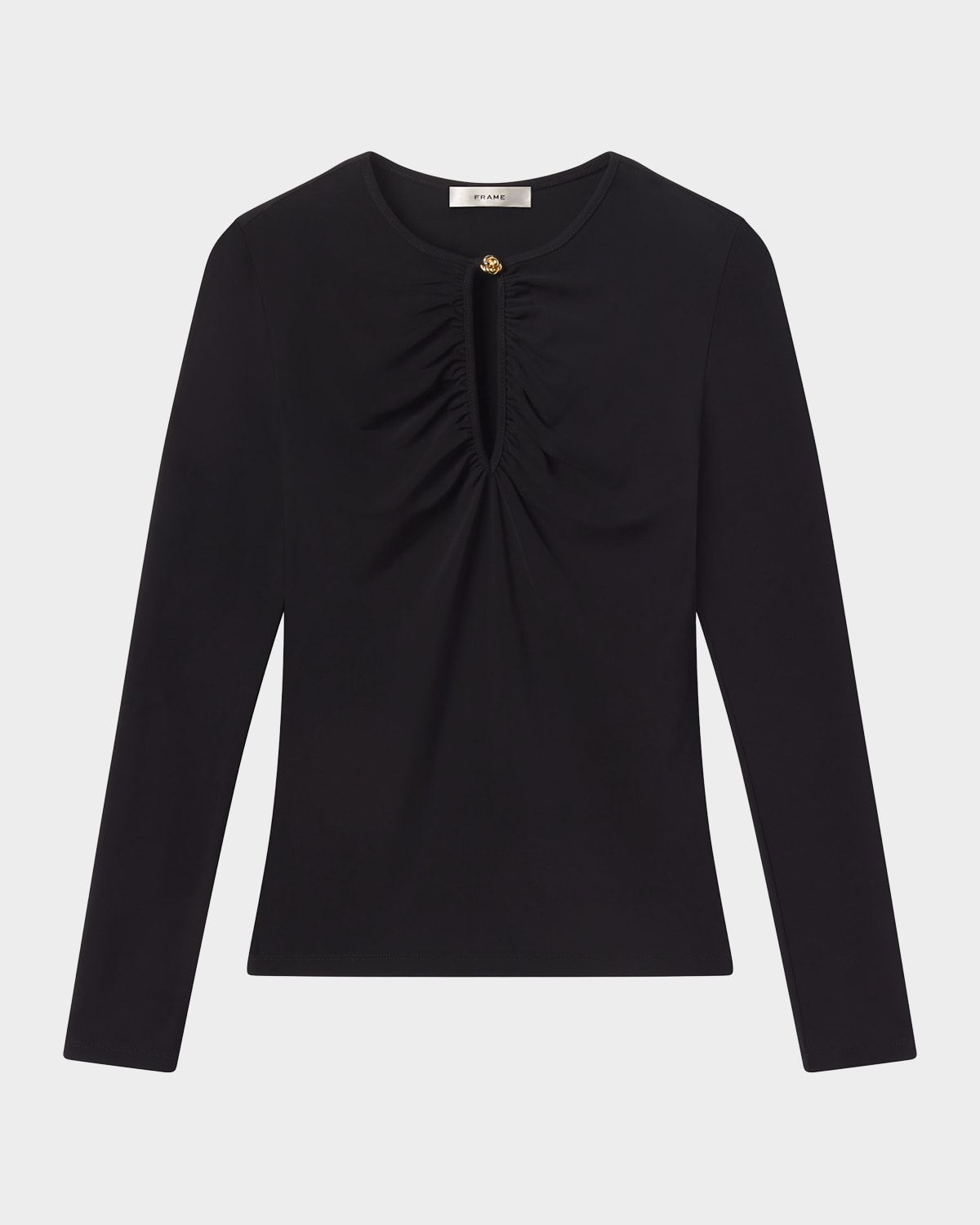 Frame The Keyhole Matte Jersey Top In Black