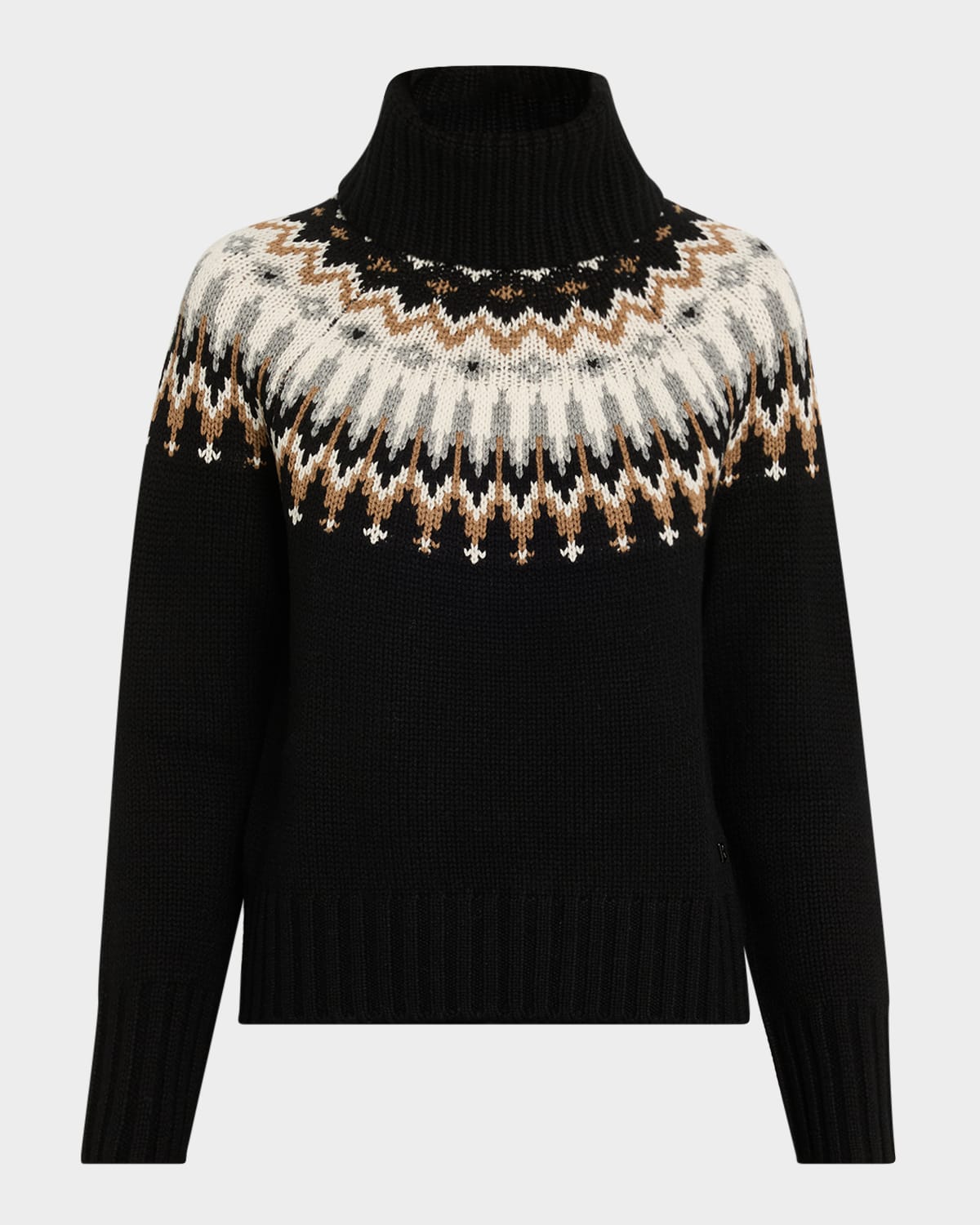 Bogner Ingrid Jacquard Cashmere Turtleneck Sweater In Black