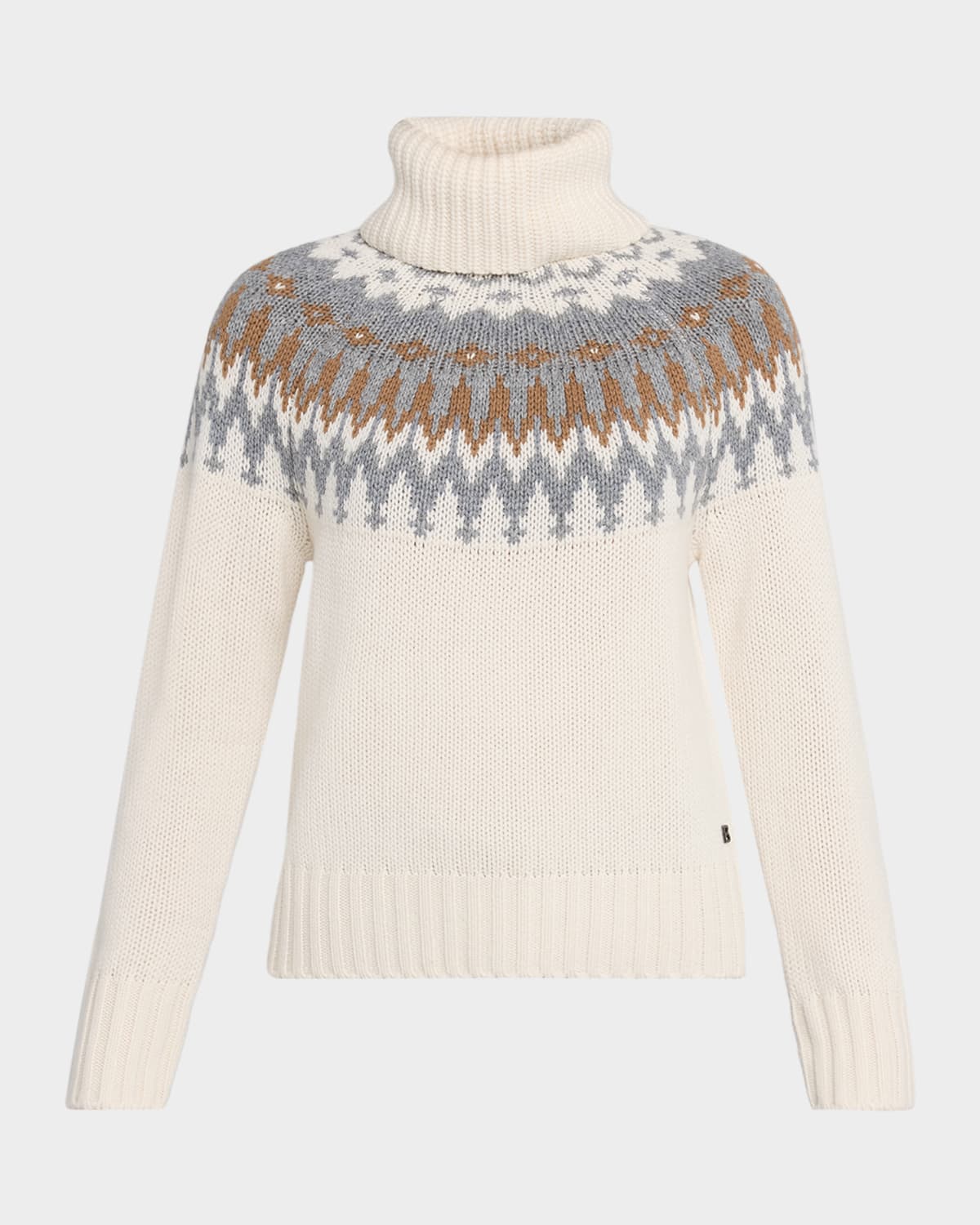 Bogner Ingrid Jacquard Cashmere Turtleneck Sweater In Neutral