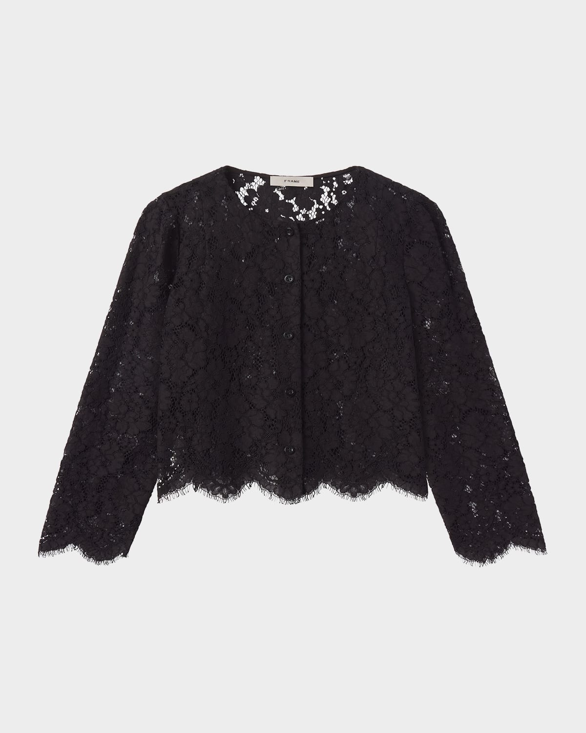 Frame Organic Cotton-blend Lace Blouse In Black