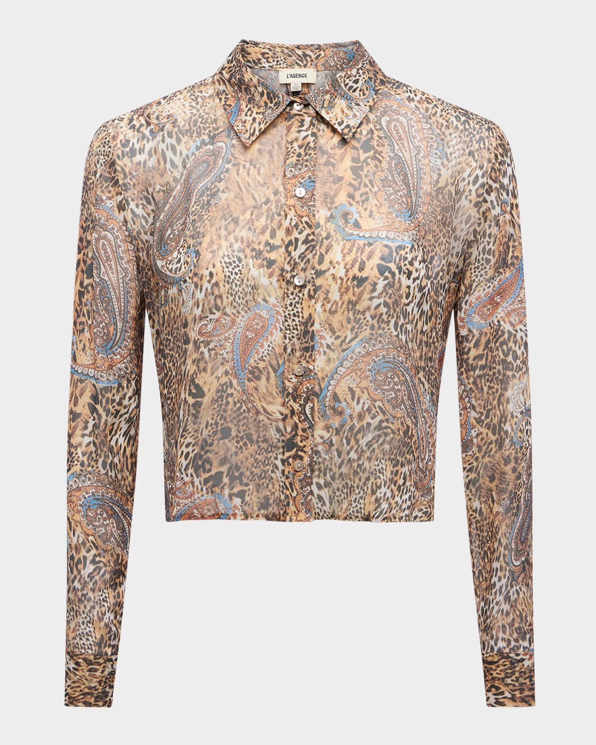 L'agence Valencia Leopard Cosette Button-front Blouse In Multi