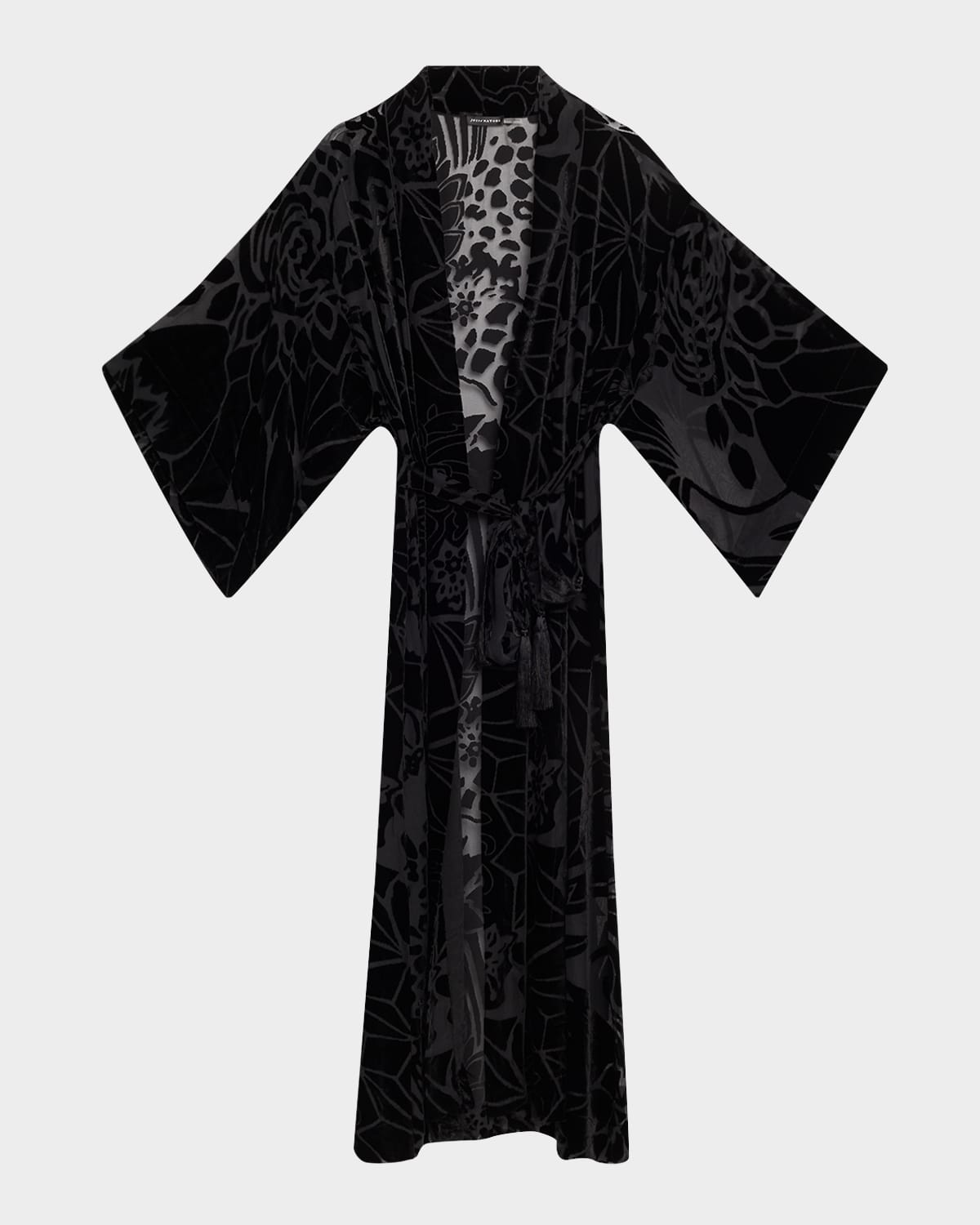 Natori Vouveau Floral Velvet Burnout Robe In Black