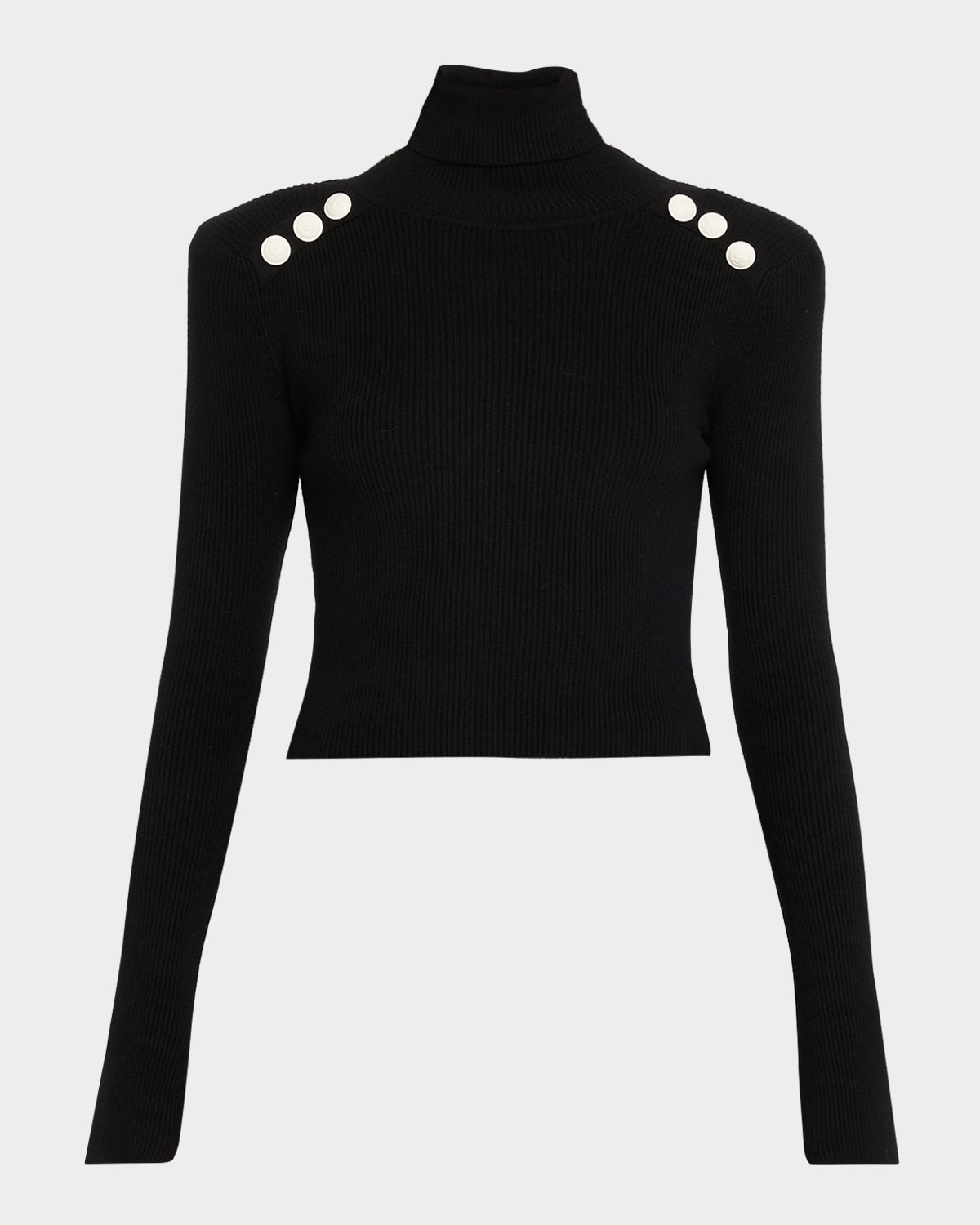 L'agence Colette Cropped Turtleneck Sweater In Black