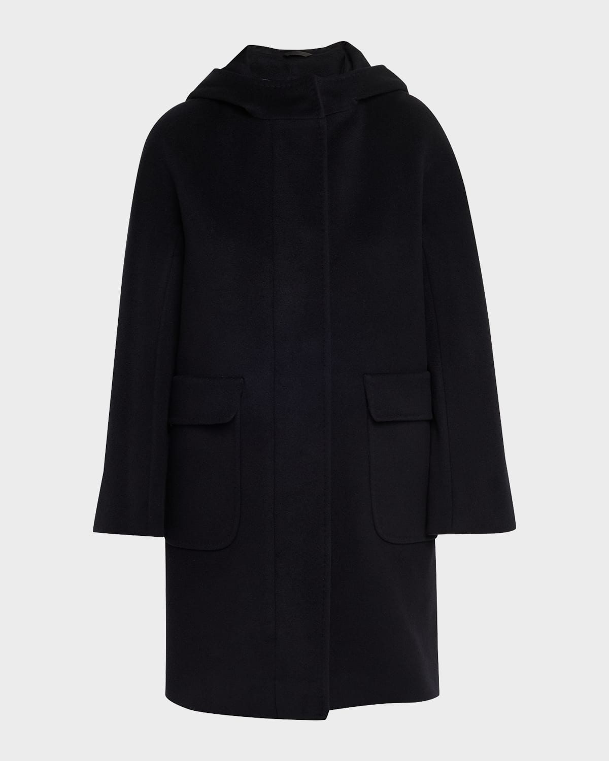 Cinzia Rocca Wool Walking Coat With Hood In Black