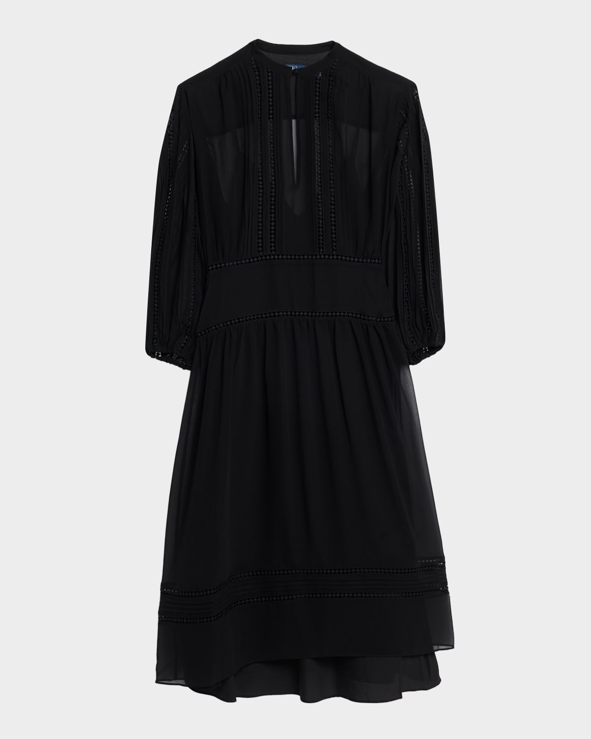 Polo Ralph Lauren Lace-trim Georgette Dress In Black