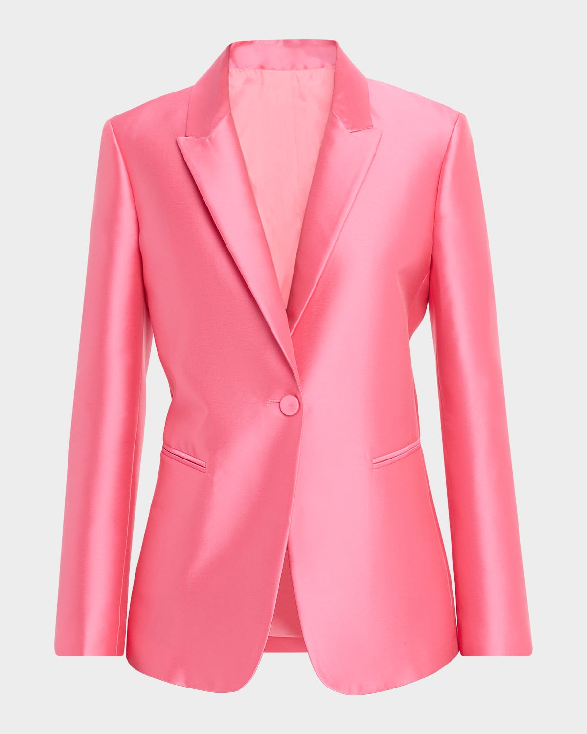 Alberta Ferretti Mikado Silk Single-breasted Jacket In Pink