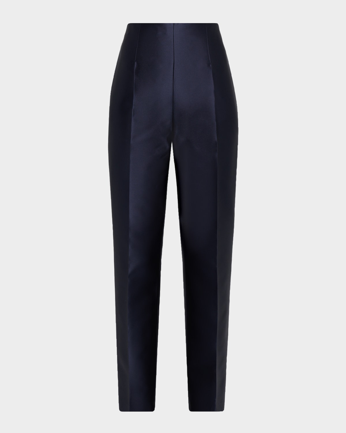 Alberta Ferretti Mikado Silk Straight-leg Ankle Pants In Multi