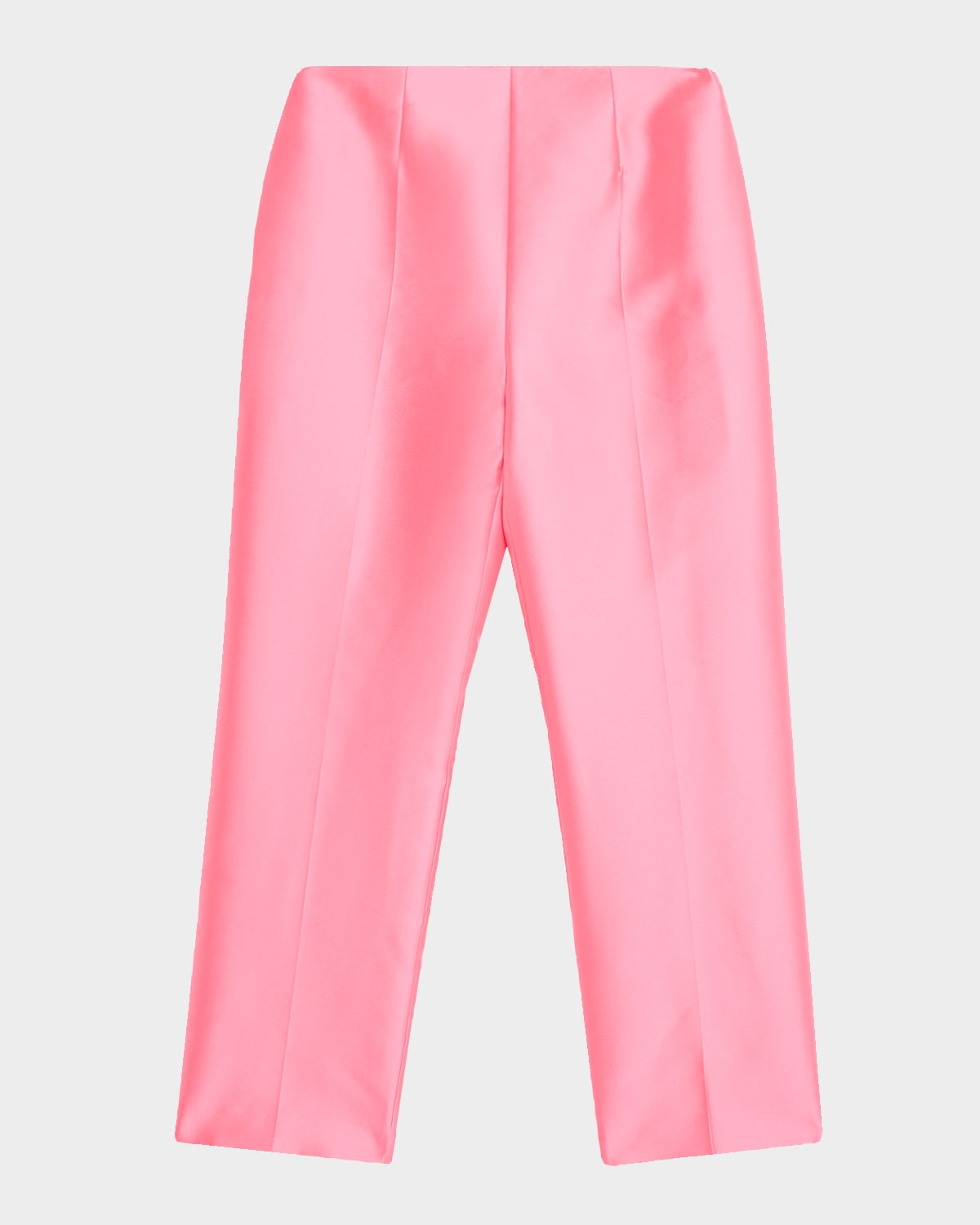 Alberta Ferretti Mikado Silk Straight-leg Ankle Pants In Pink