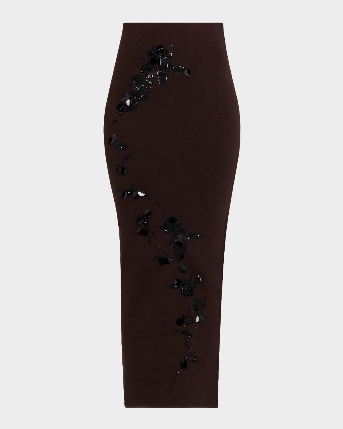 Alberta Ferretti Sequin Embroidered Merino Wool Knit Midi Skirt