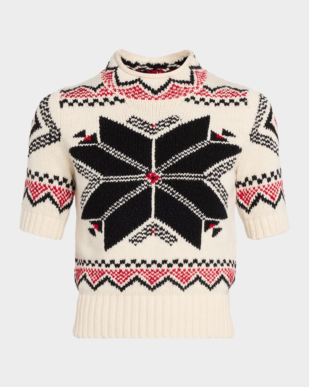 Polo Ralph Lauren Cropped Mock-neck Snowflake Intarsia Sweater In Pattern