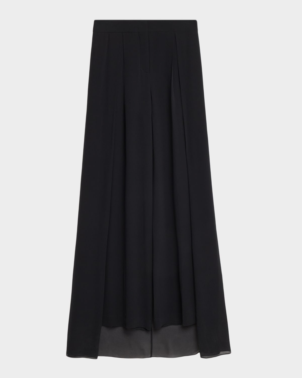 Alberta Ferretti Georgette Wide-leg Train Pants In Black