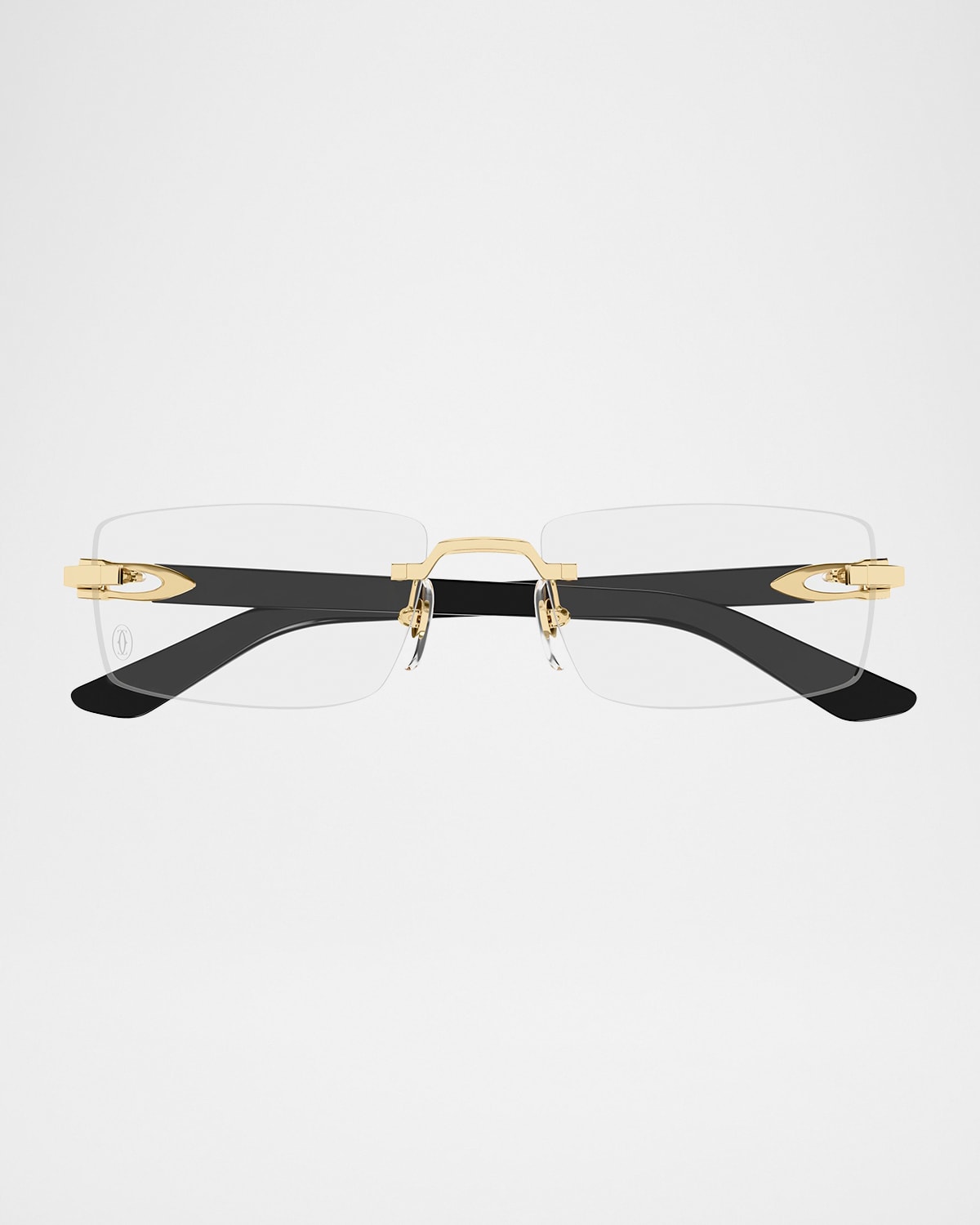 Cartier Men's Metal C-hinge Rectangle Optical Frames In Gold