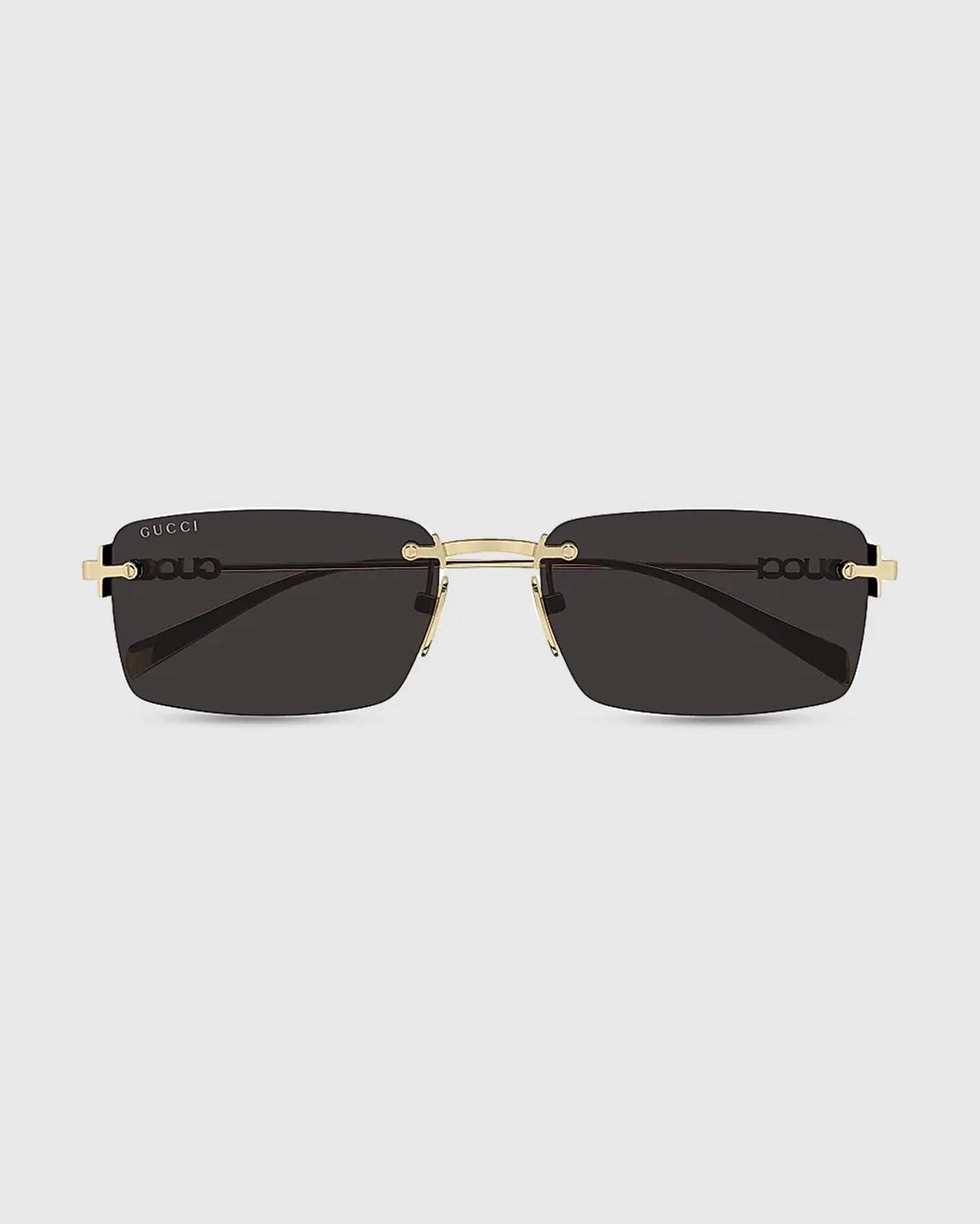 Gucci Block 56mm Rimless Rectangular Metal Sunglasses
