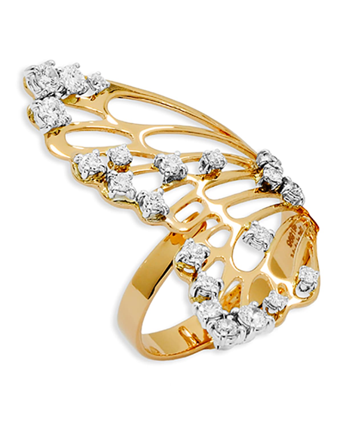 18k Rose Gold Half Butterfly Diamond Ring, 0.74tcw