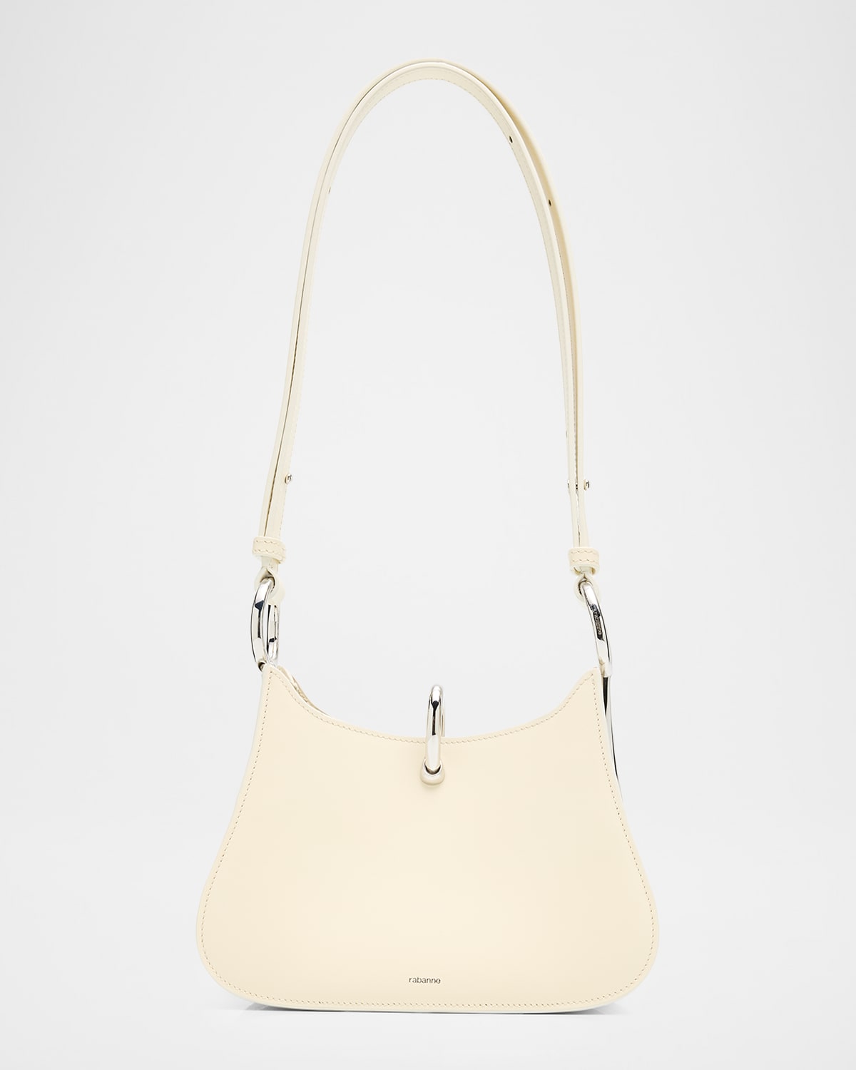 Rabanne Ring Small Leather Shoulder Bag In Neutral