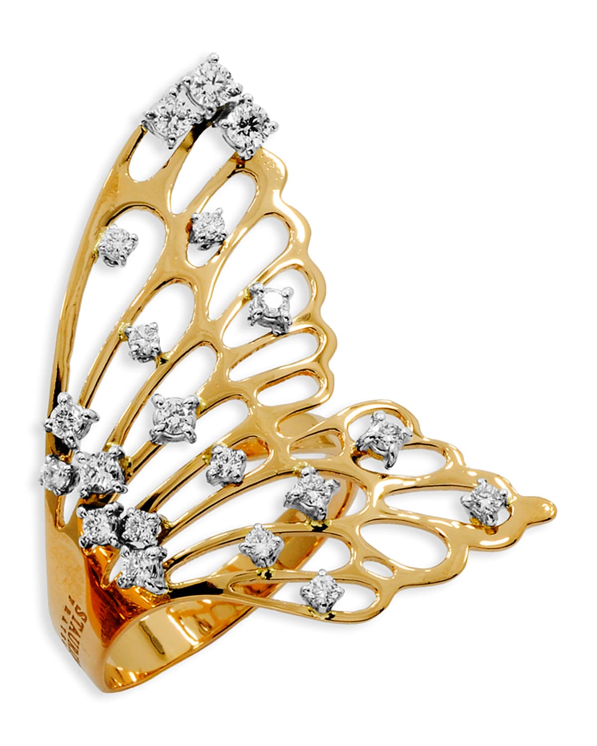 18k Rose Gold Half Butterfly Diamond Ring