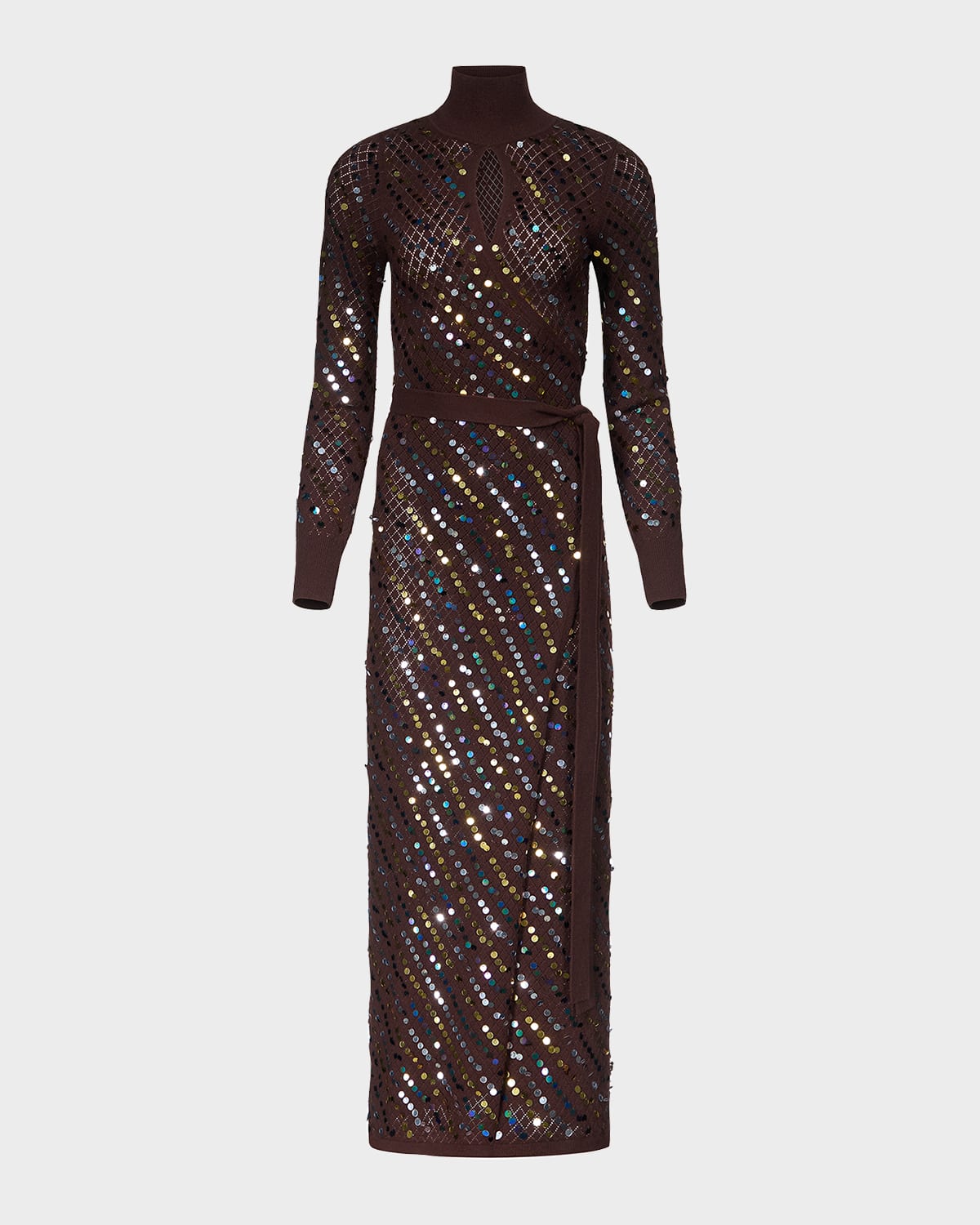 Diane von Furstenberg x Henry Zankov Murray Sequin Pointelle Knit Maxi Wrap Dress
