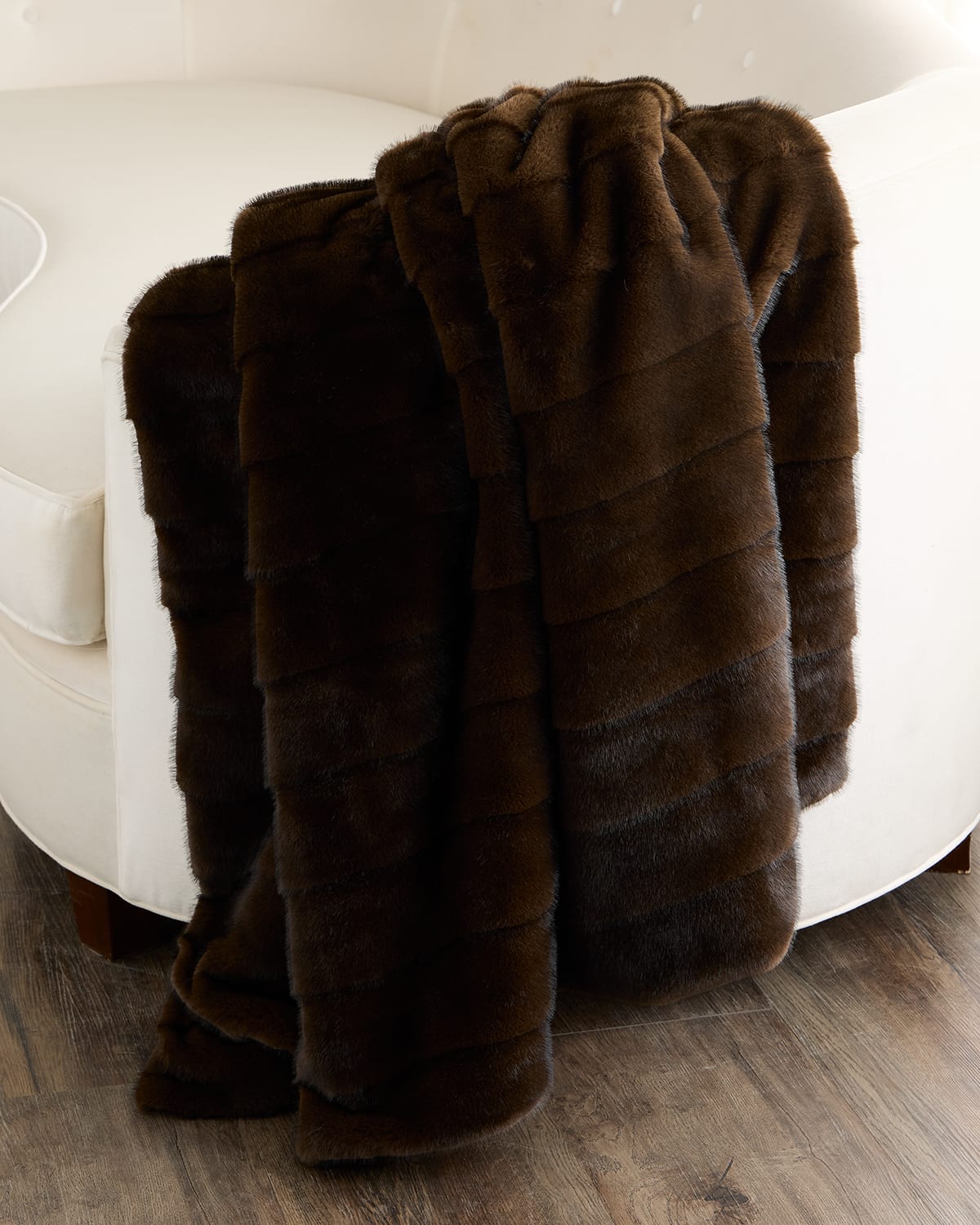 Gorski Faux Mink Throw, 60" X 72" In Brown