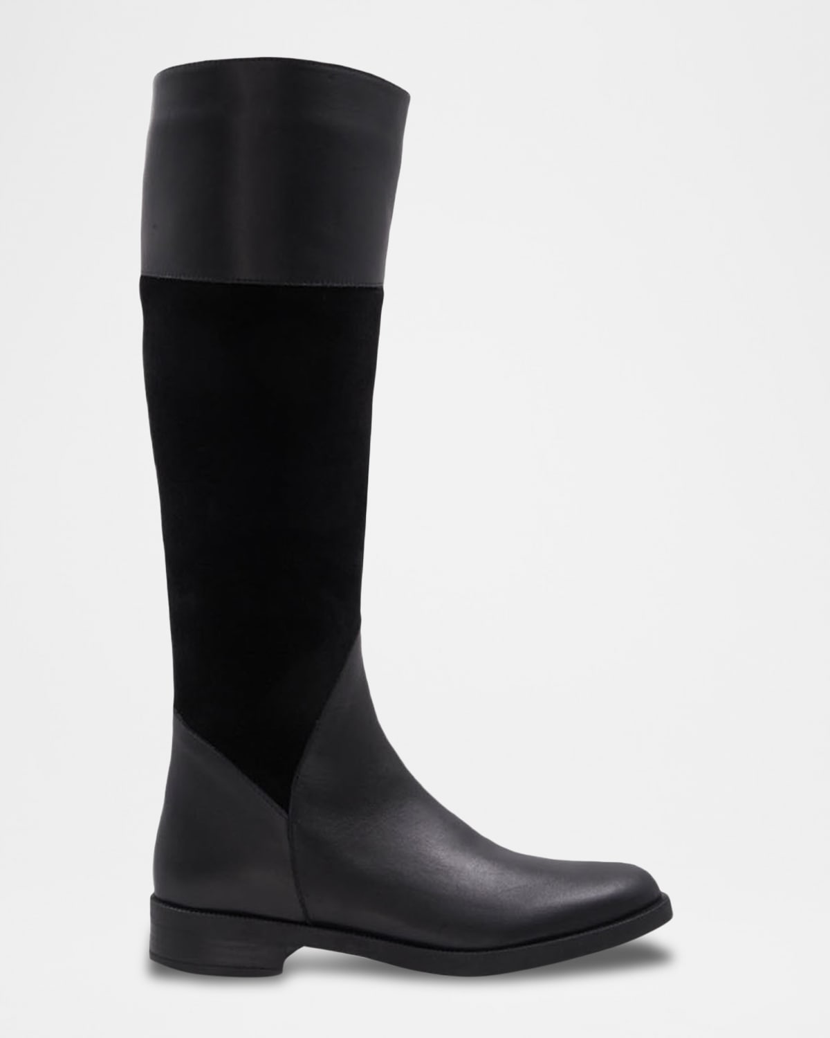 Aquatalia Regina Mixed Leather Riding Boots In Black