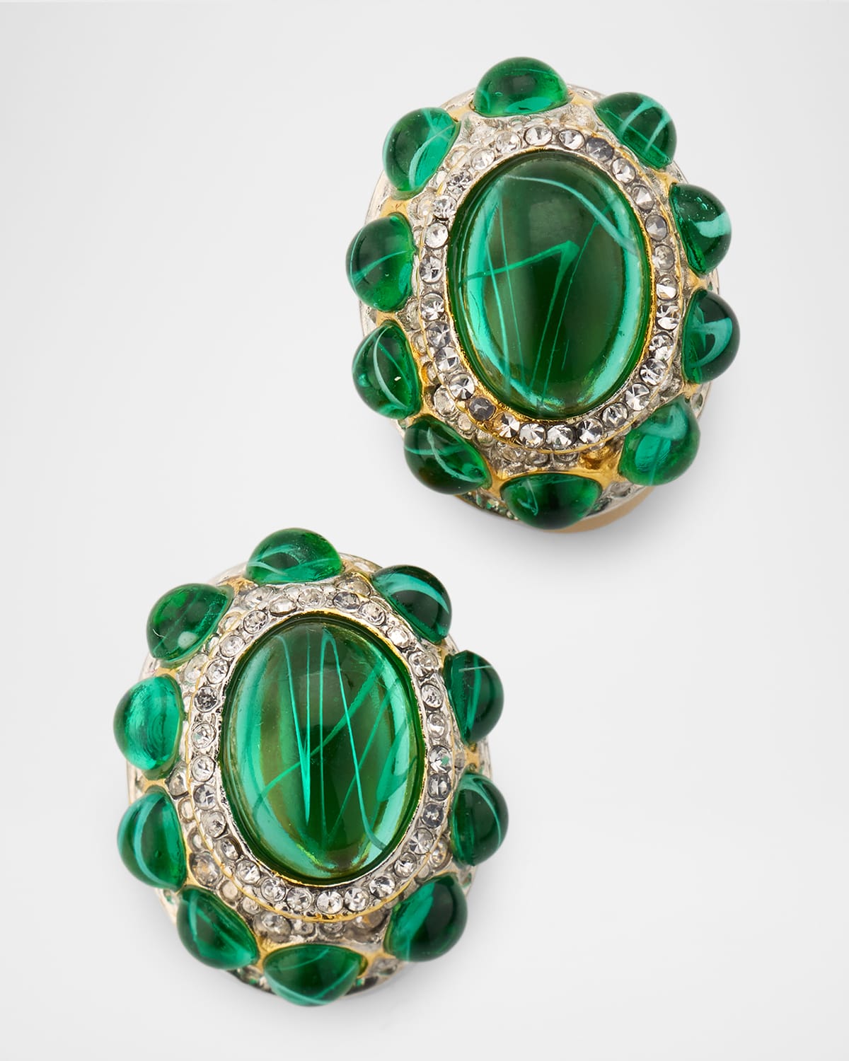 Golconda by Kenneth Jay Lane Faux Emerald Oval Earrings