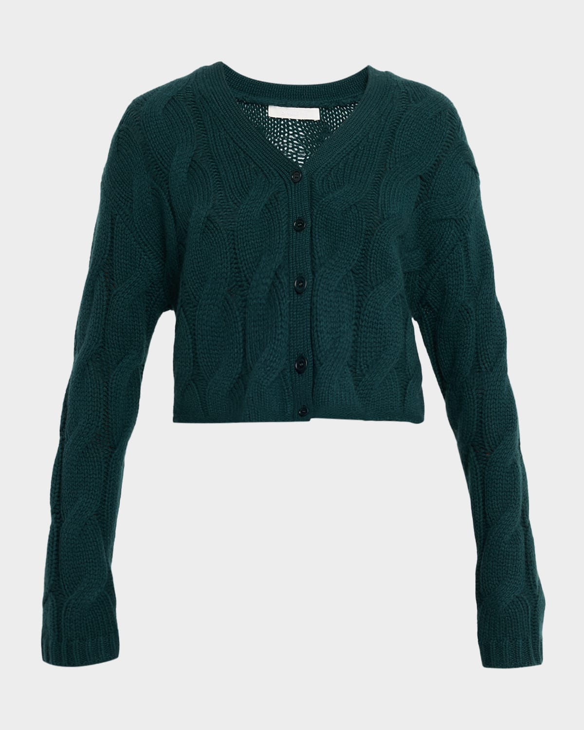Sablyn Jolie Cropped Cashmere Cable Cardigan In Green