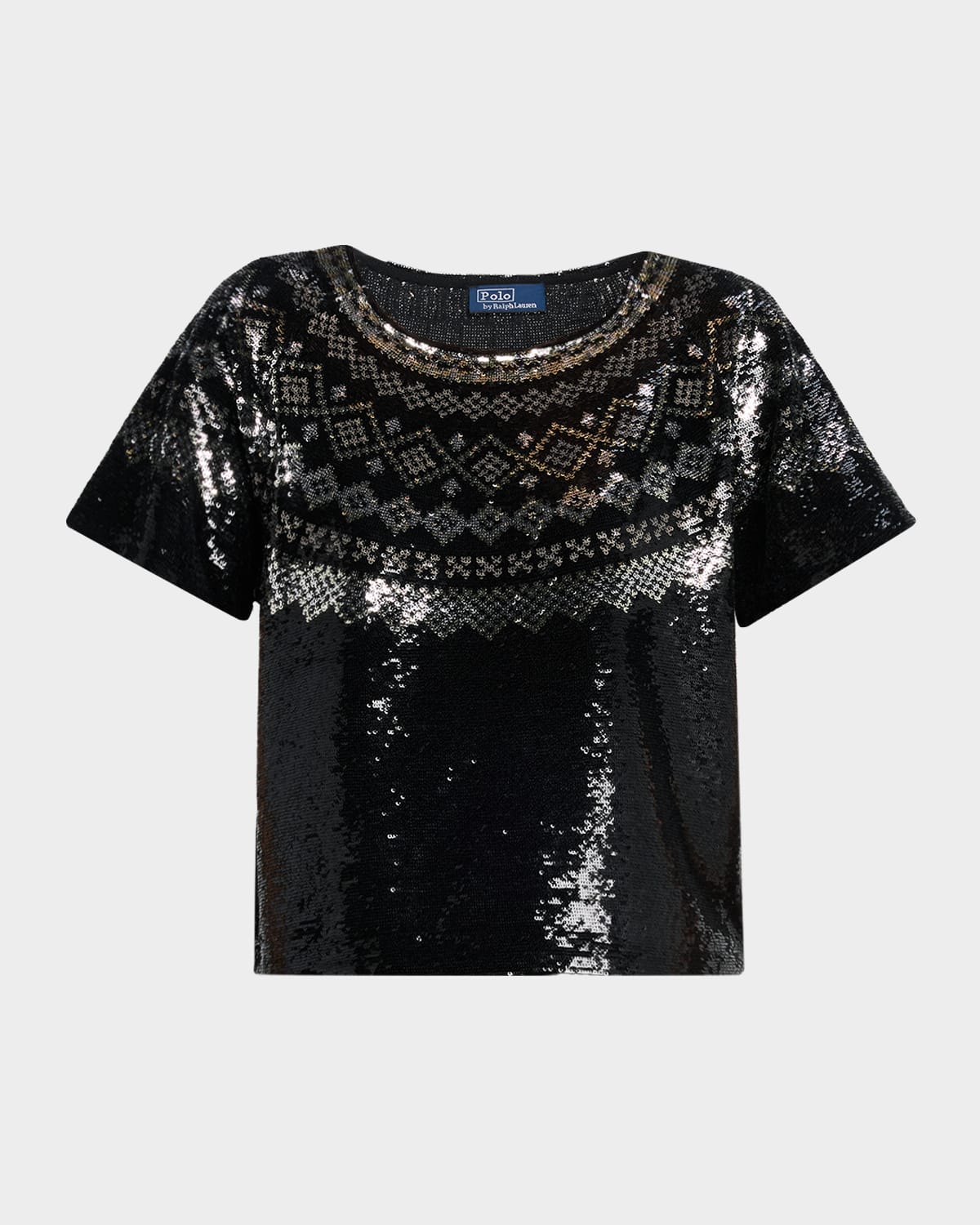 Polo Ralph Lauren Sequin Jersey Knit Shirt In Multi