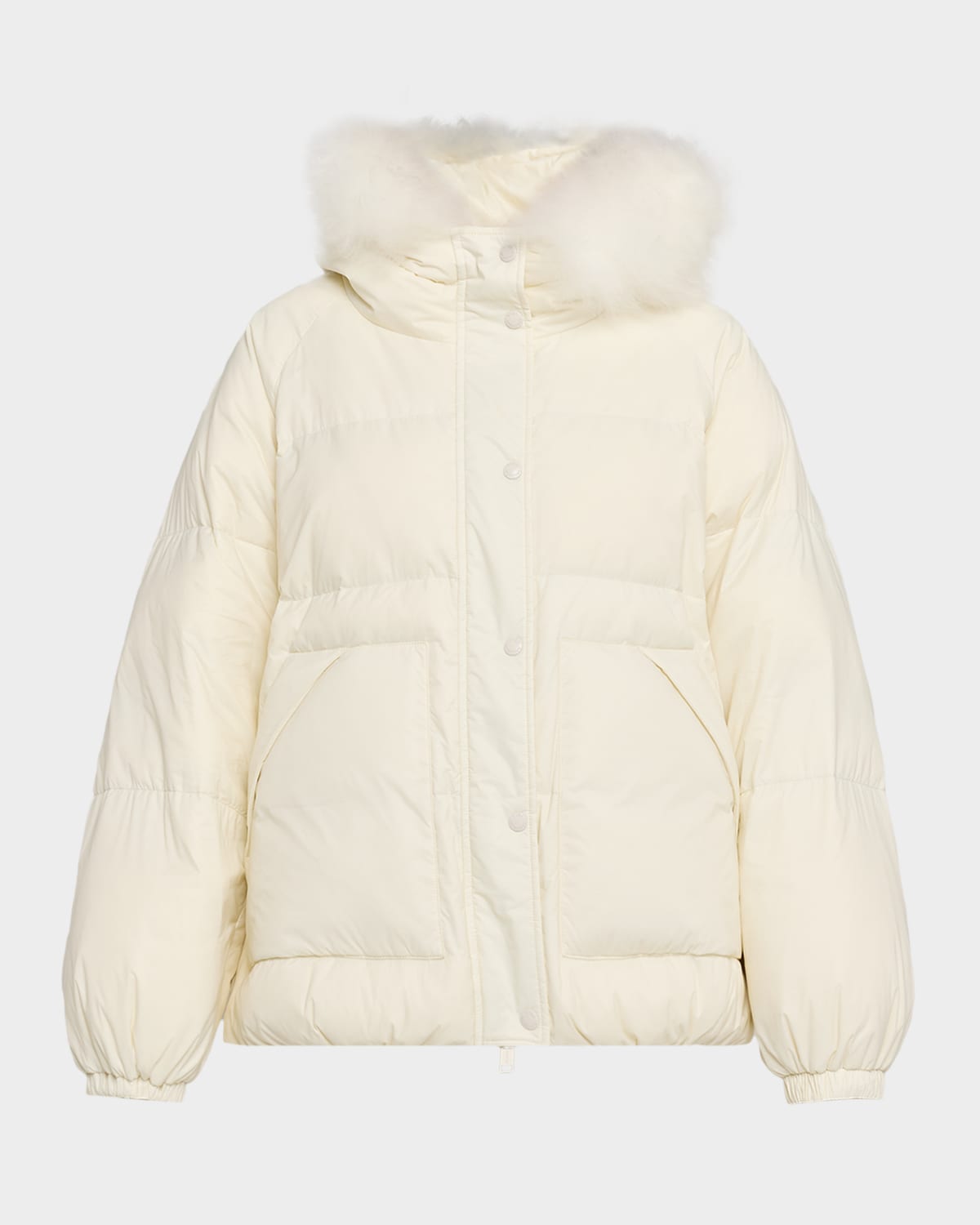 Yves Salomon Short Down Jacket with Removable Fur Trim