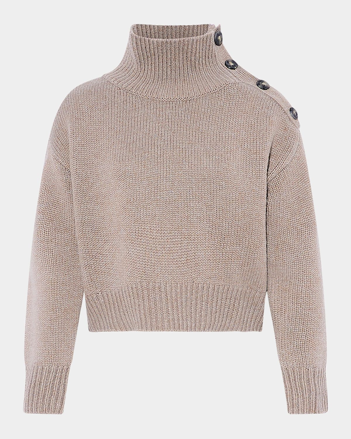 Yves Salomon Buttoned Wool-cashmere Sweater In Neutral