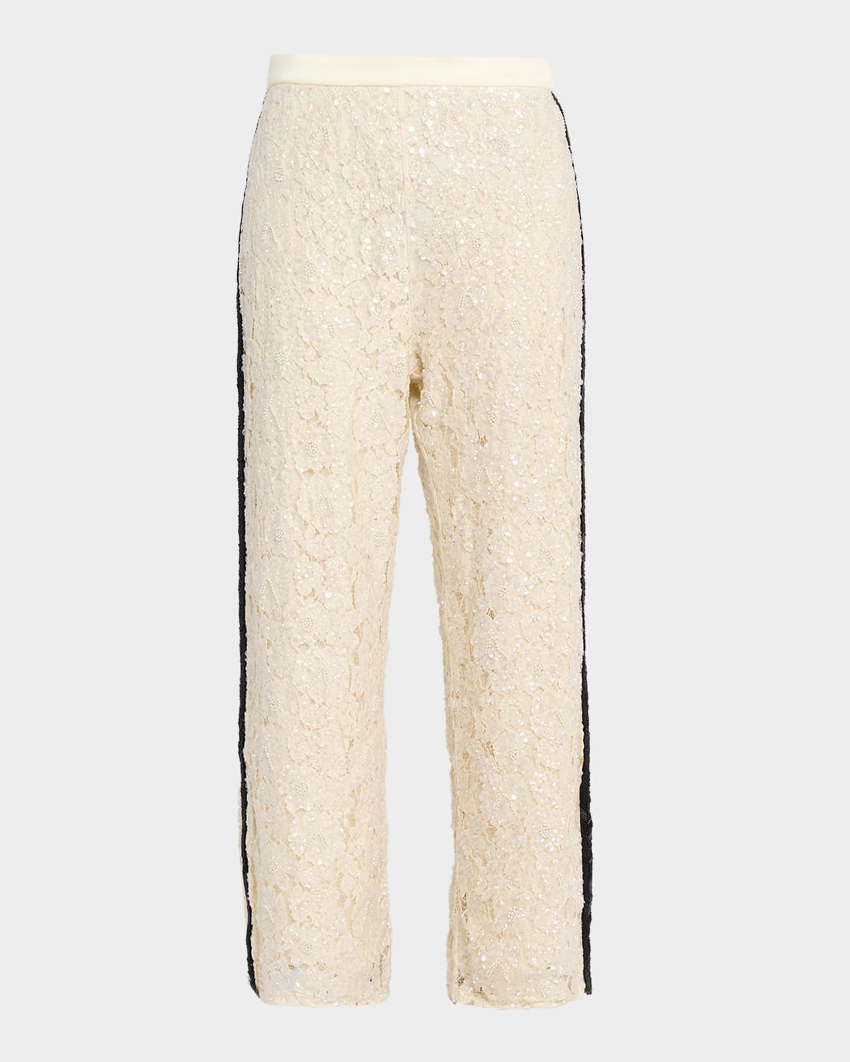 Polo Ralph Lauren Sequin Lace Straight-leg Pants In Neutral