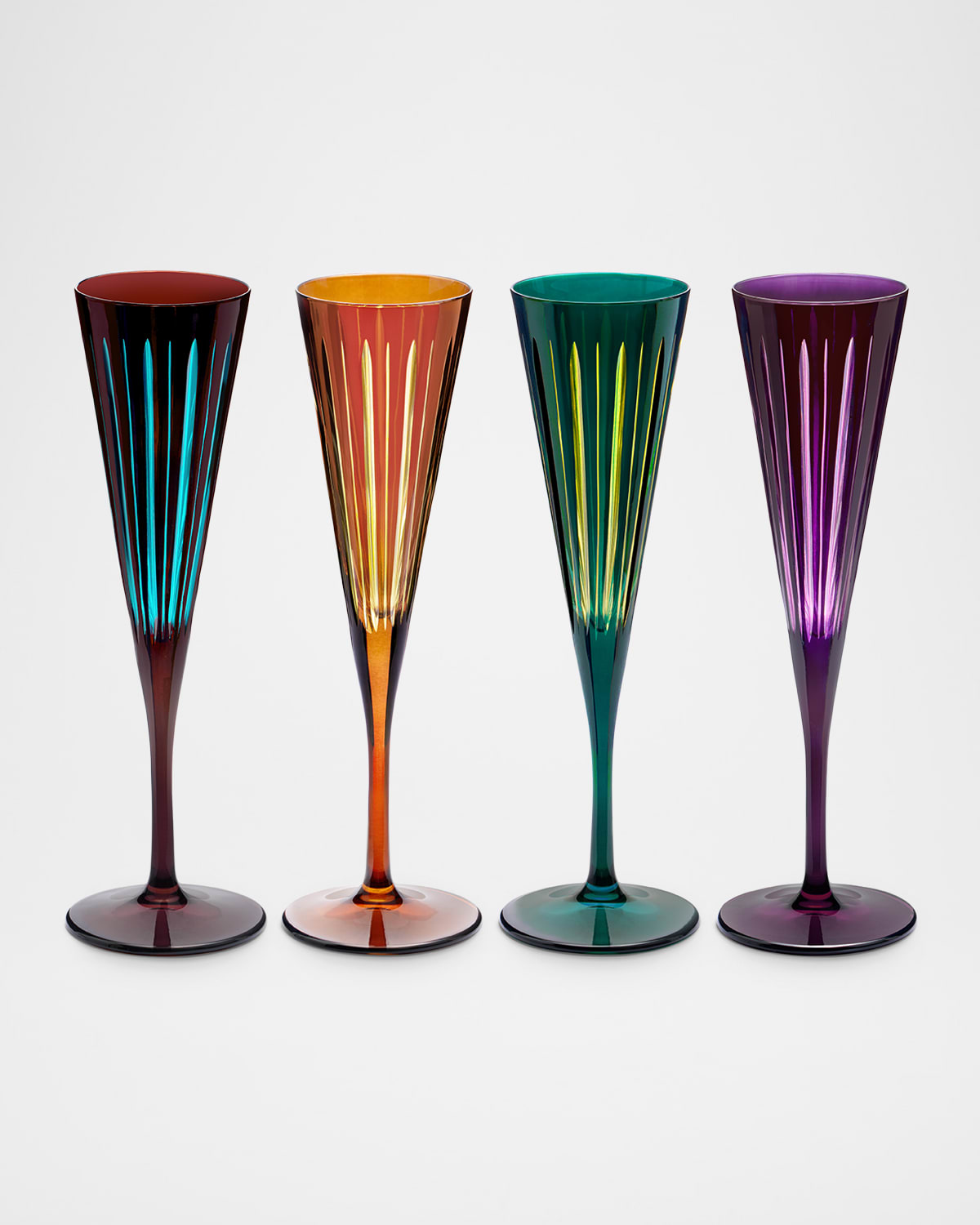 L'objet Prism 6 Oz. Champagne Flutes, Set Of 4 In Multi