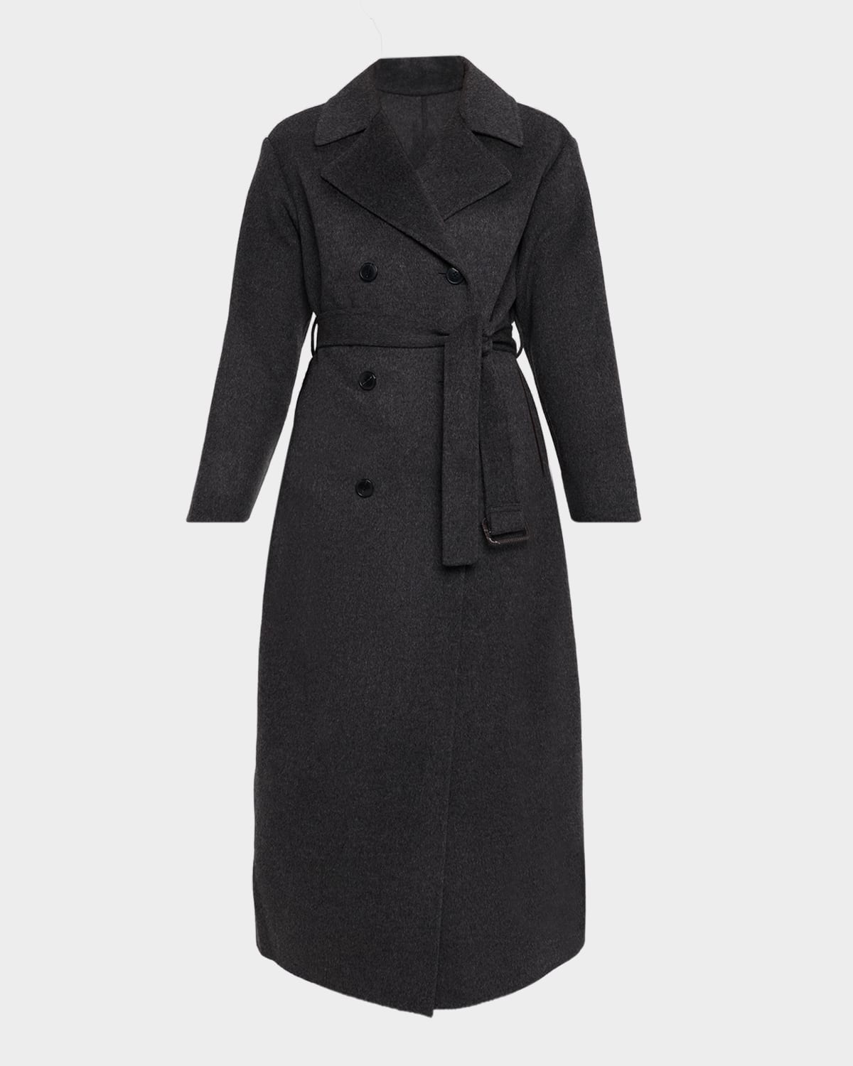 Yves Salomon Cashmere Trench Coat In Black