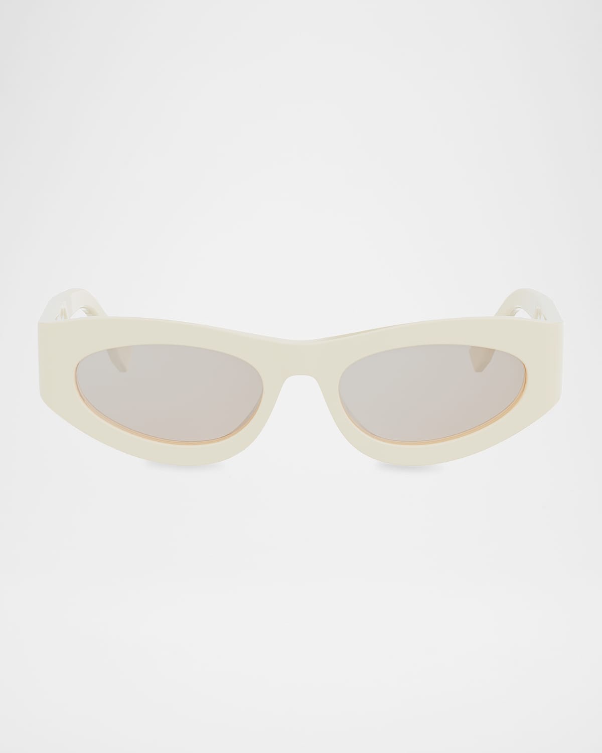 Fendi Ff Diamonds Oval Acetate Sunglasses In White