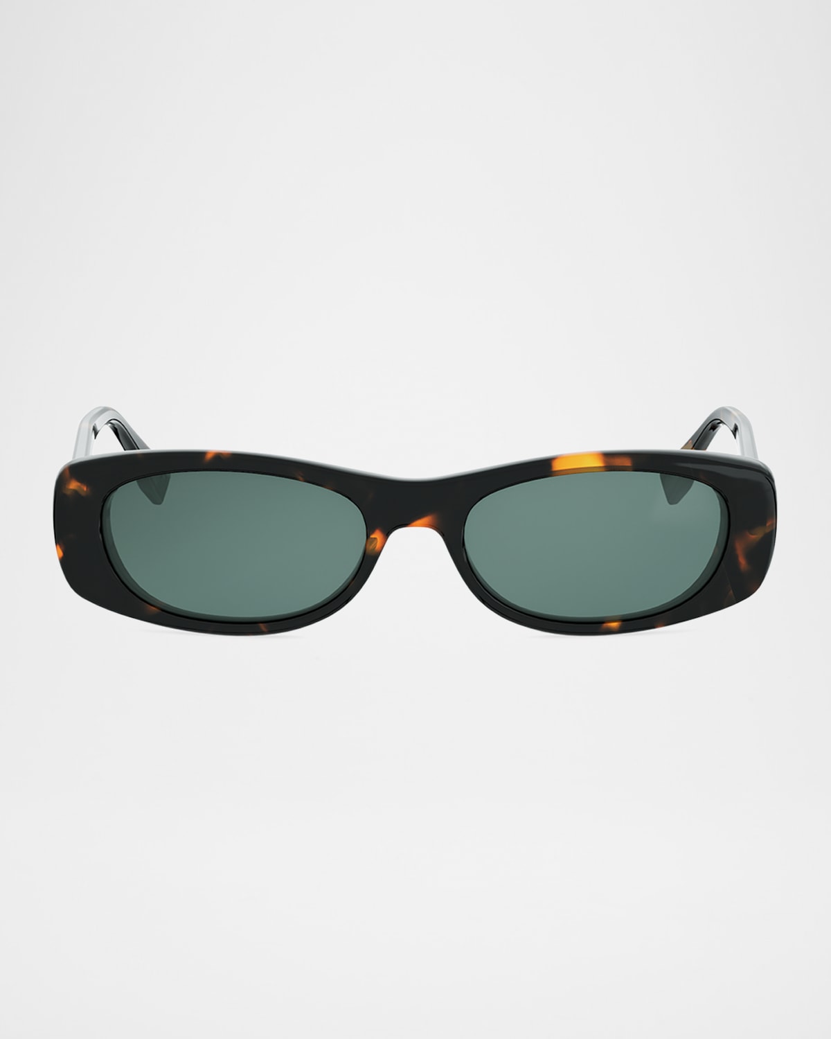 Fendi FF Squared Oval Havana Acetate Sunglasses