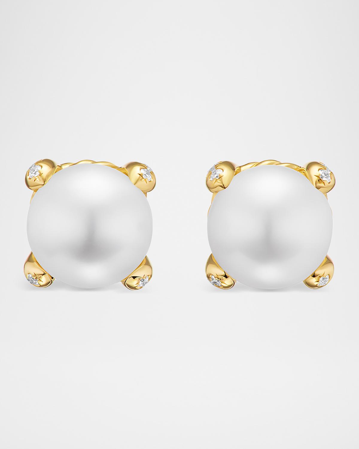Pearl Classics Stud Earrings with Diamonds in 18K Gold, 6.6mm