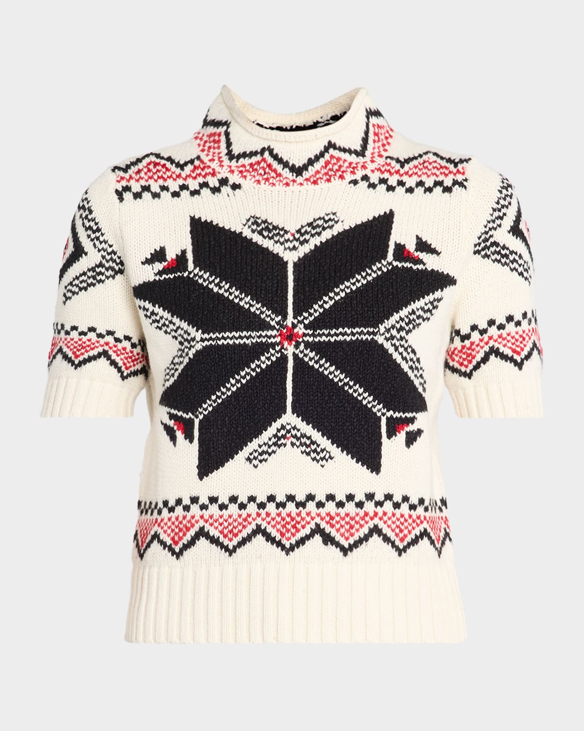 Polo Ralph Lauren Snowflake Mock-neck Short-sleeve Sweater In Multi