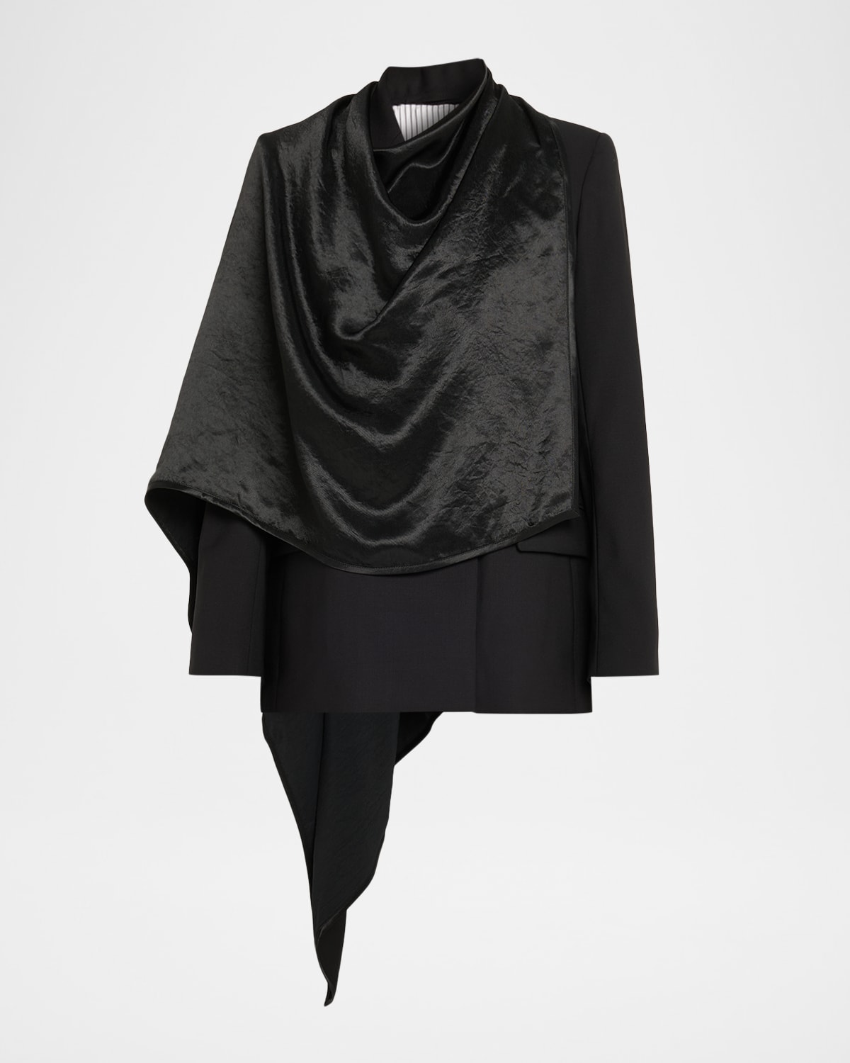 6397 Double-breasted Cloak Blazer In Black