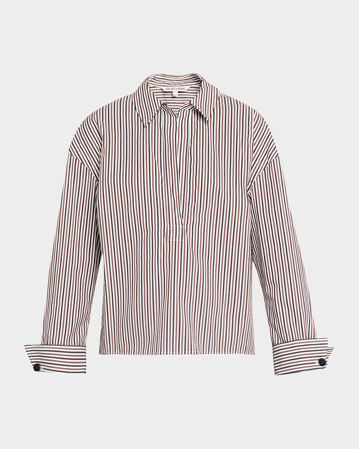 Veronica Beard Draymond Striped Stretch Cotton-blend Poplin Shirt In Multi
