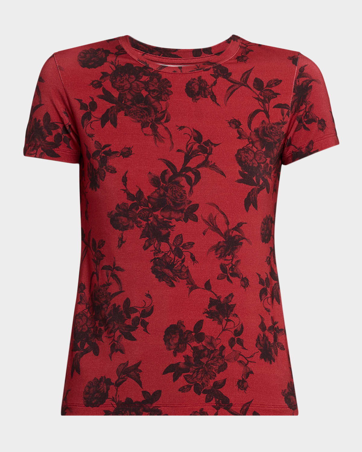 L'Agence Ressi Short-Sleeve Painterly Floral Tee