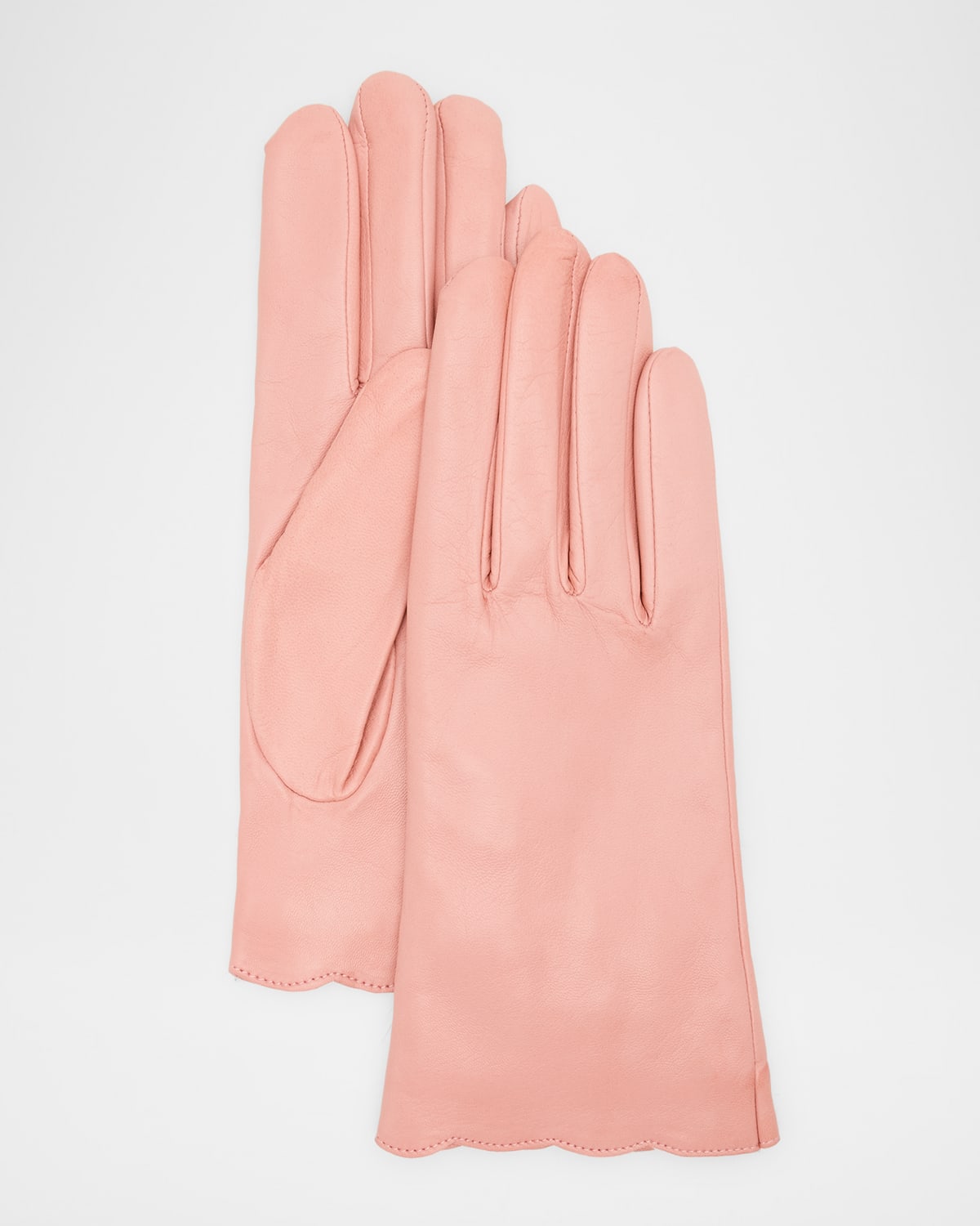 Carolyn Rowan Scalloped Nappa Leather Gloves In Pink