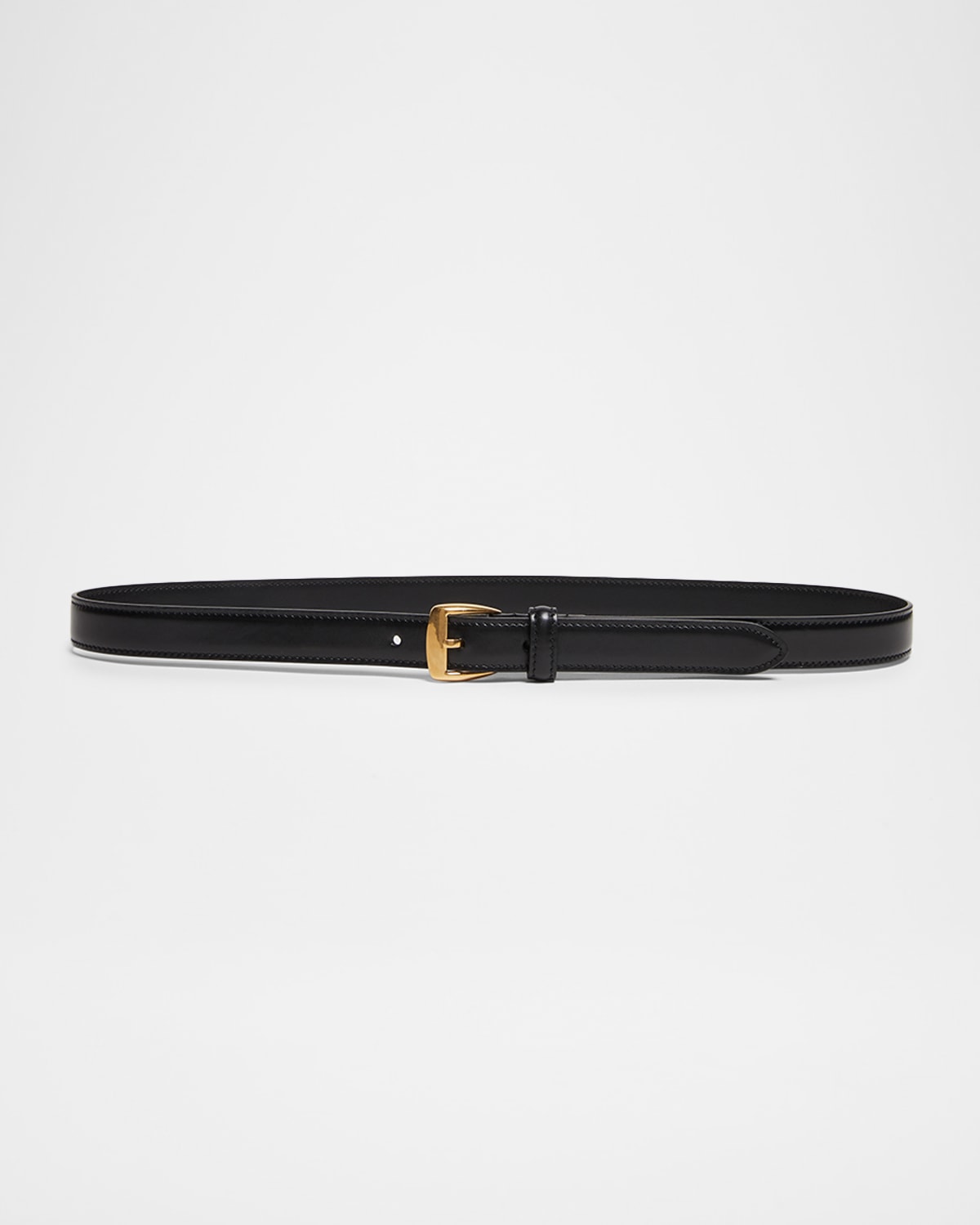 Saint Laurent Thin Leather Belt In Black