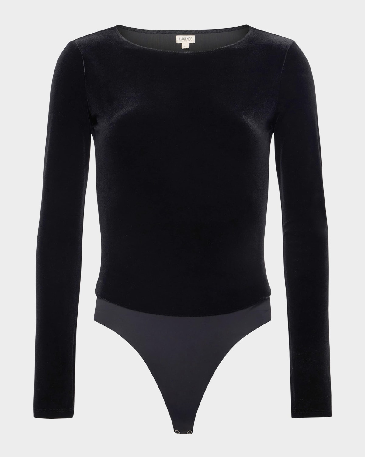 L'agence Seraphine Long-sleeve Velvet Bodysuit In Black